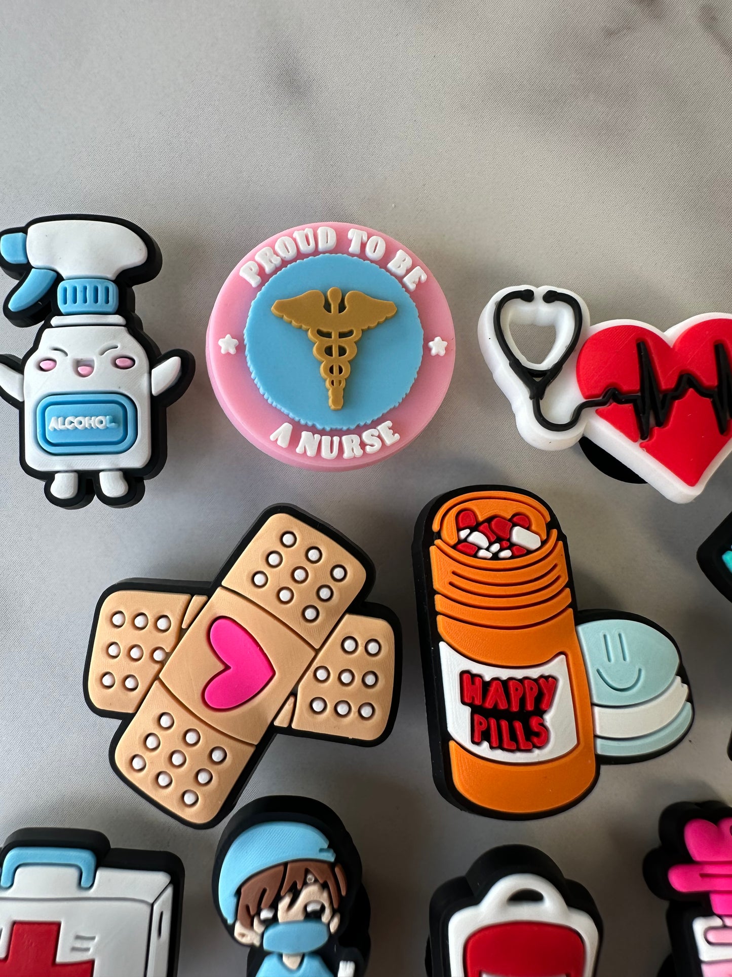 Nurse and medical field themed Croc compatible charms Stethoscope, Nurse Cap, Syringe & More