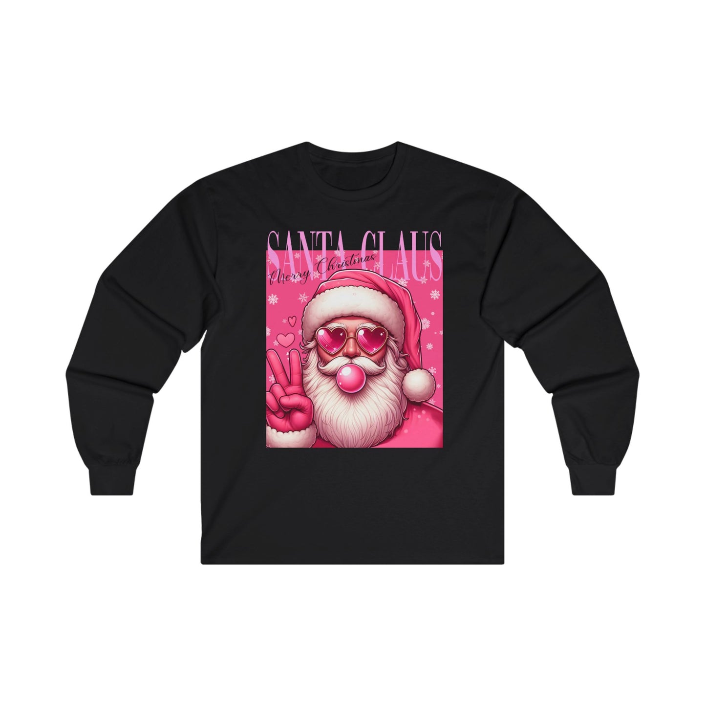 Santa Bubblegum Pink Long Sleeve Tee - Christmas Themed