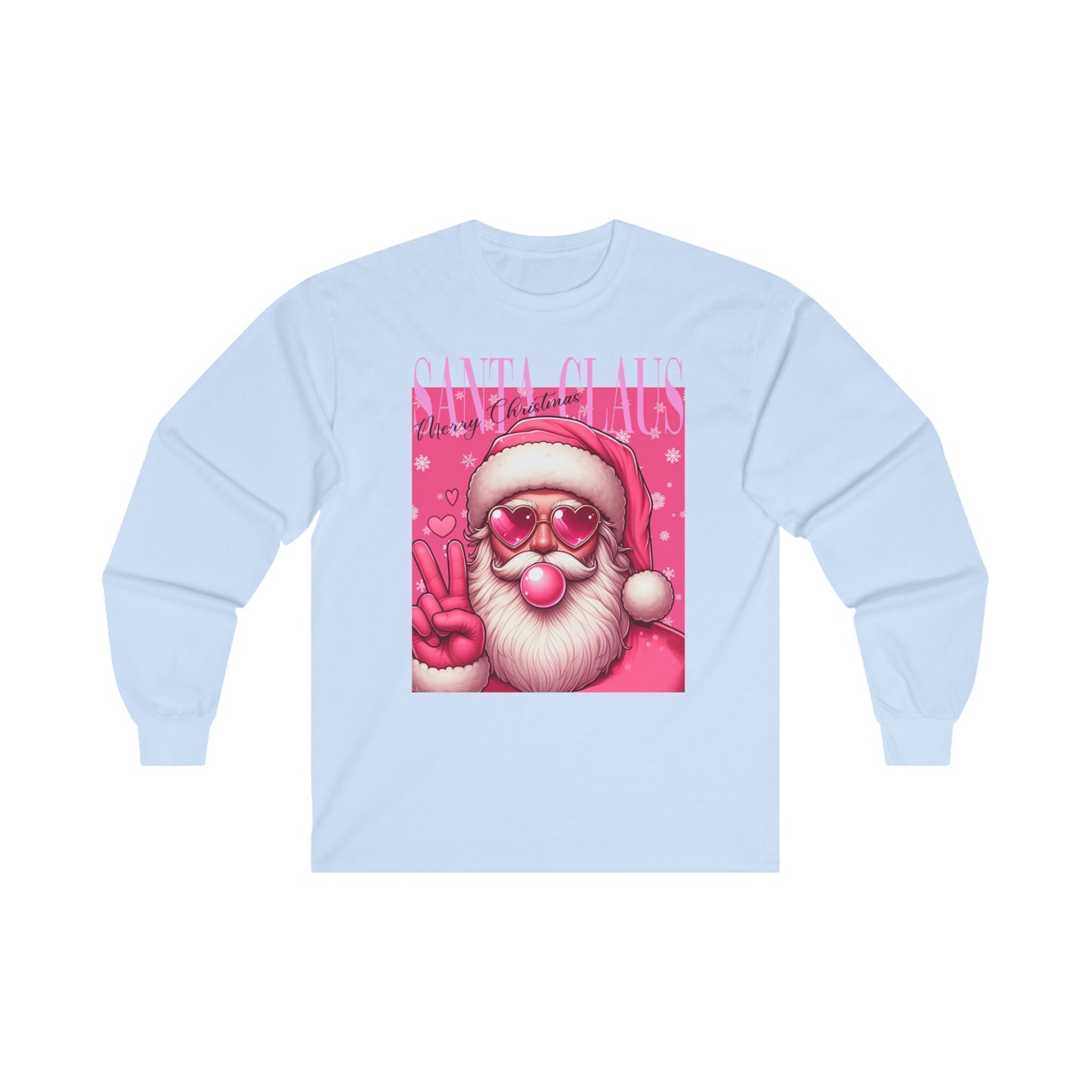 Santa Bubblegum Pink Long Sleeve Tee - Christmas Themed