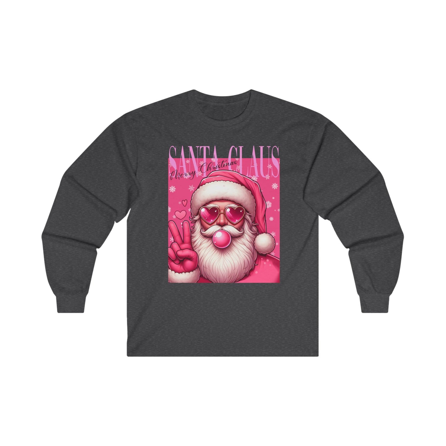 Santa Bubblegum Pink Long Sleeve Tee - Christmas Themed