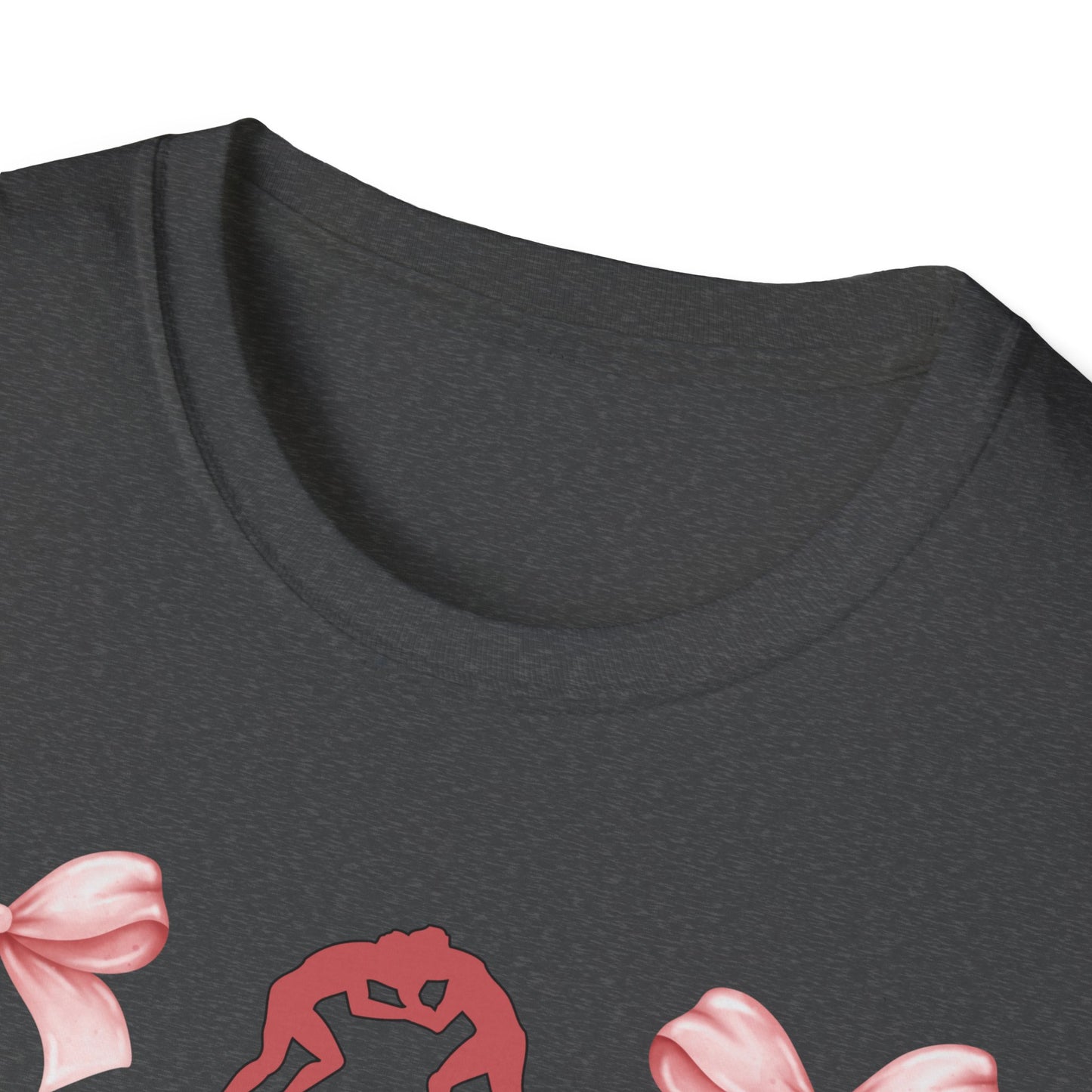 Women's wrestling mama Graphic T-Shirt with Pink Bow Print