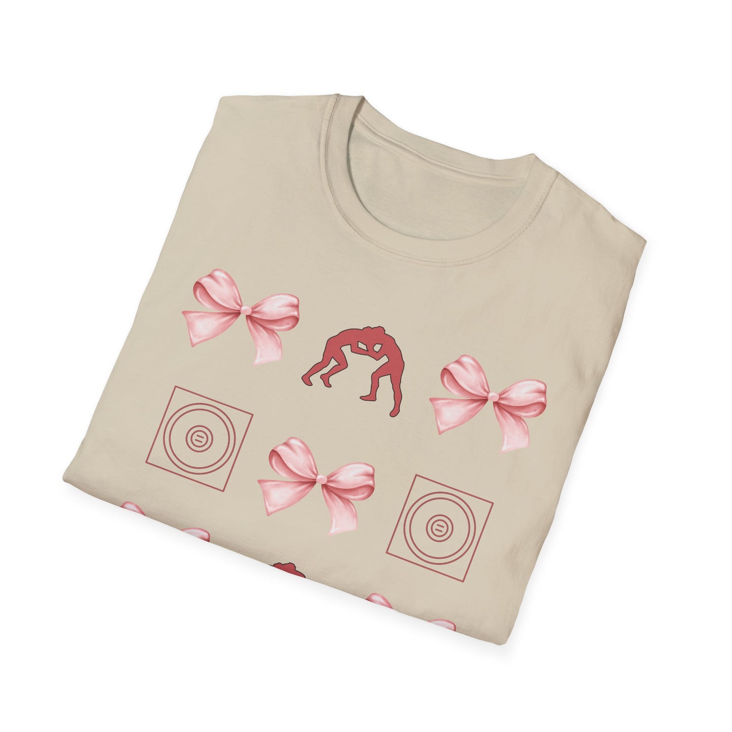 Women's wrestling mama Graphic T-Shirt with Pink Bow Print