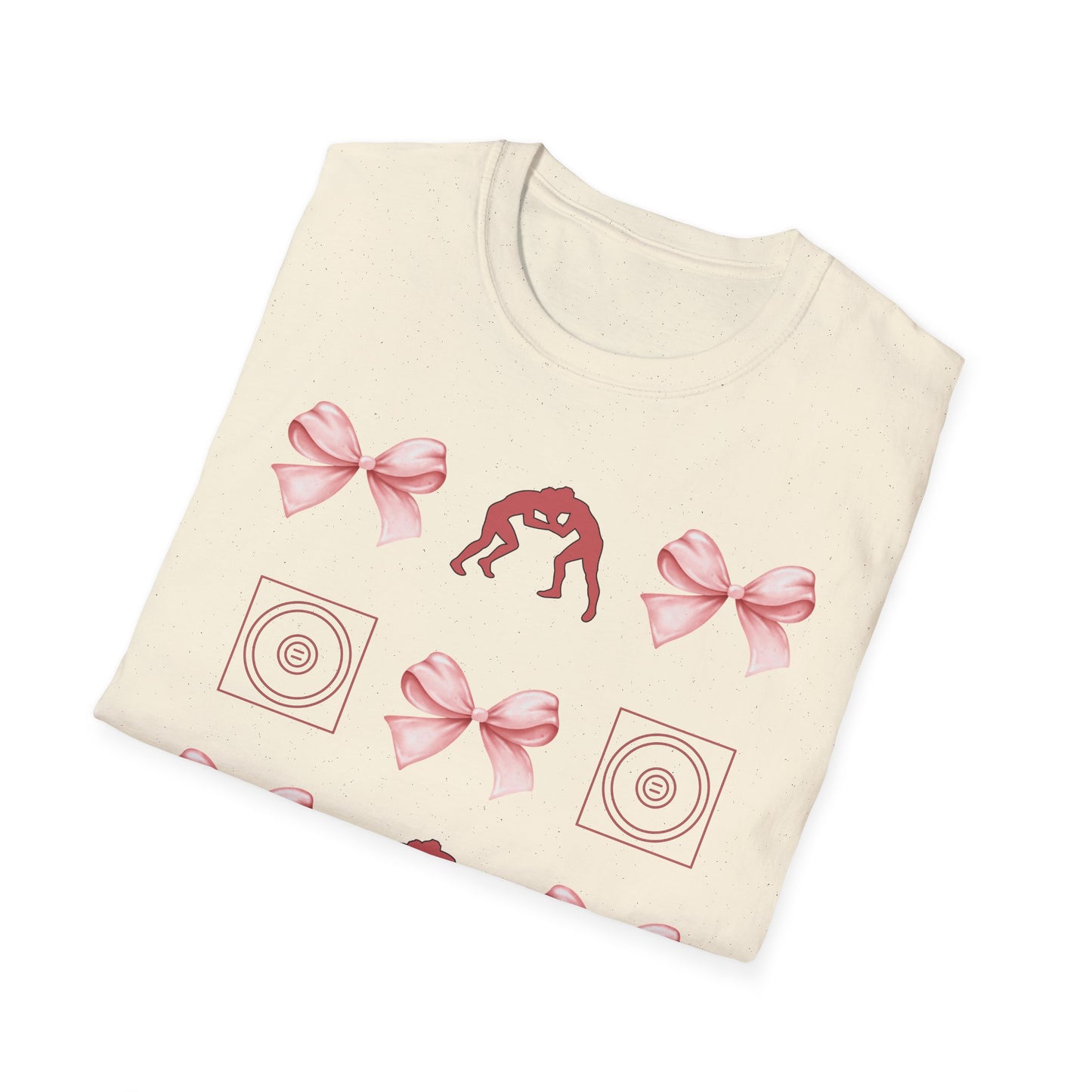 Women's wrestling mama Graphic T-Shirt with Pink Bow Print