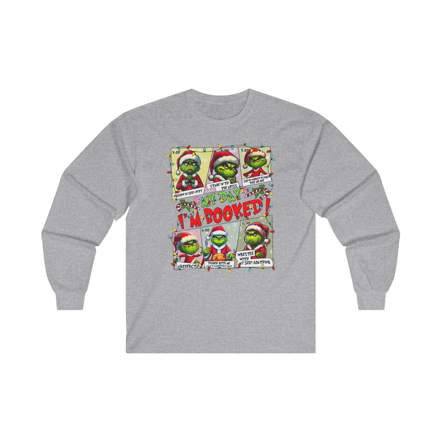 unisex Grinch Daily Schedule Long Sleeve Tee