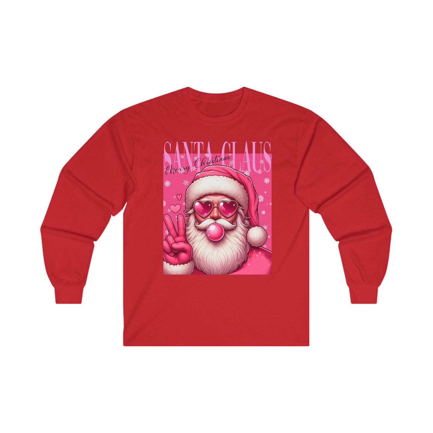 Santa Bubblegum Pink Long Sleeve Tee - Christmas Themed