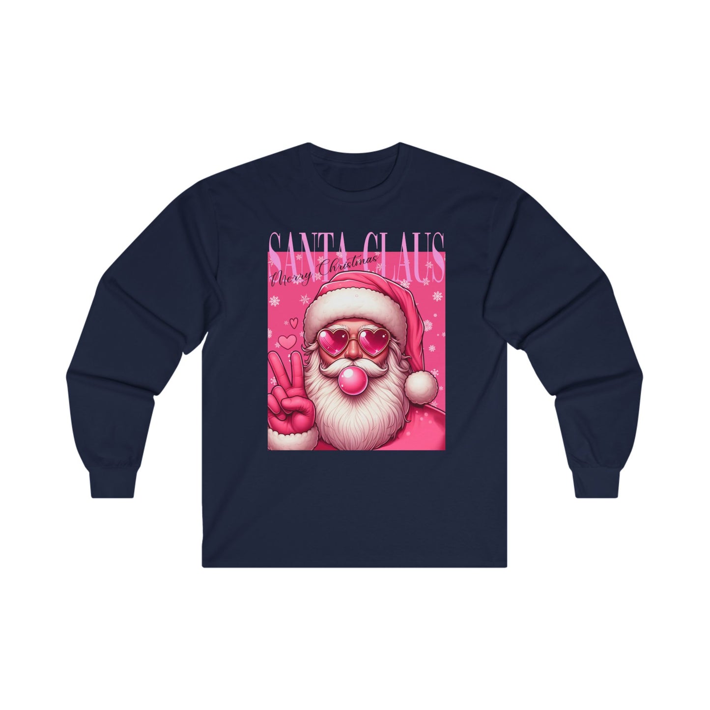 Santa Bubblegum Pink Long Sleeve Tee - Christmas Themed