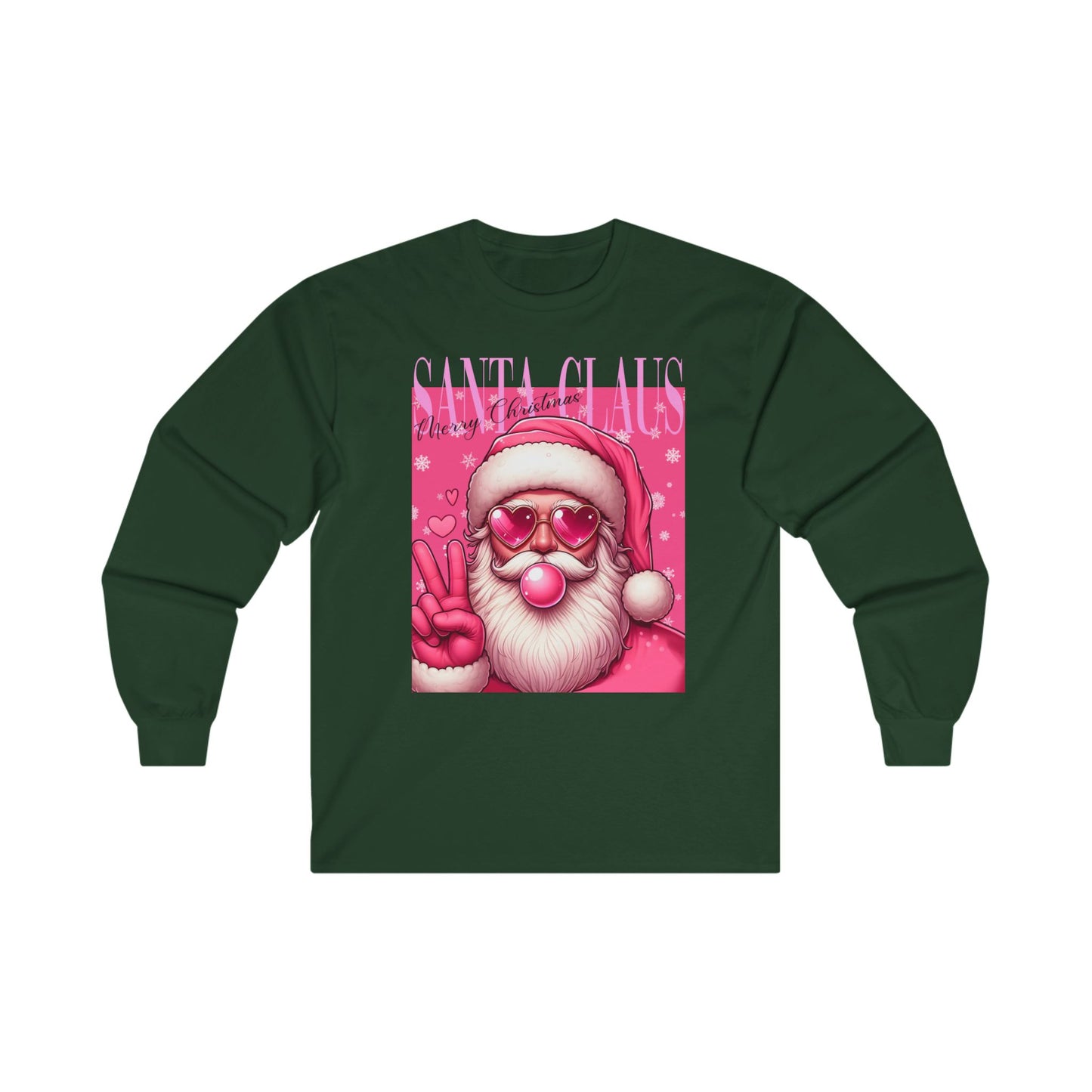 Santa Bubblegum Pink Long Sleeve Tee - Christmas Themed