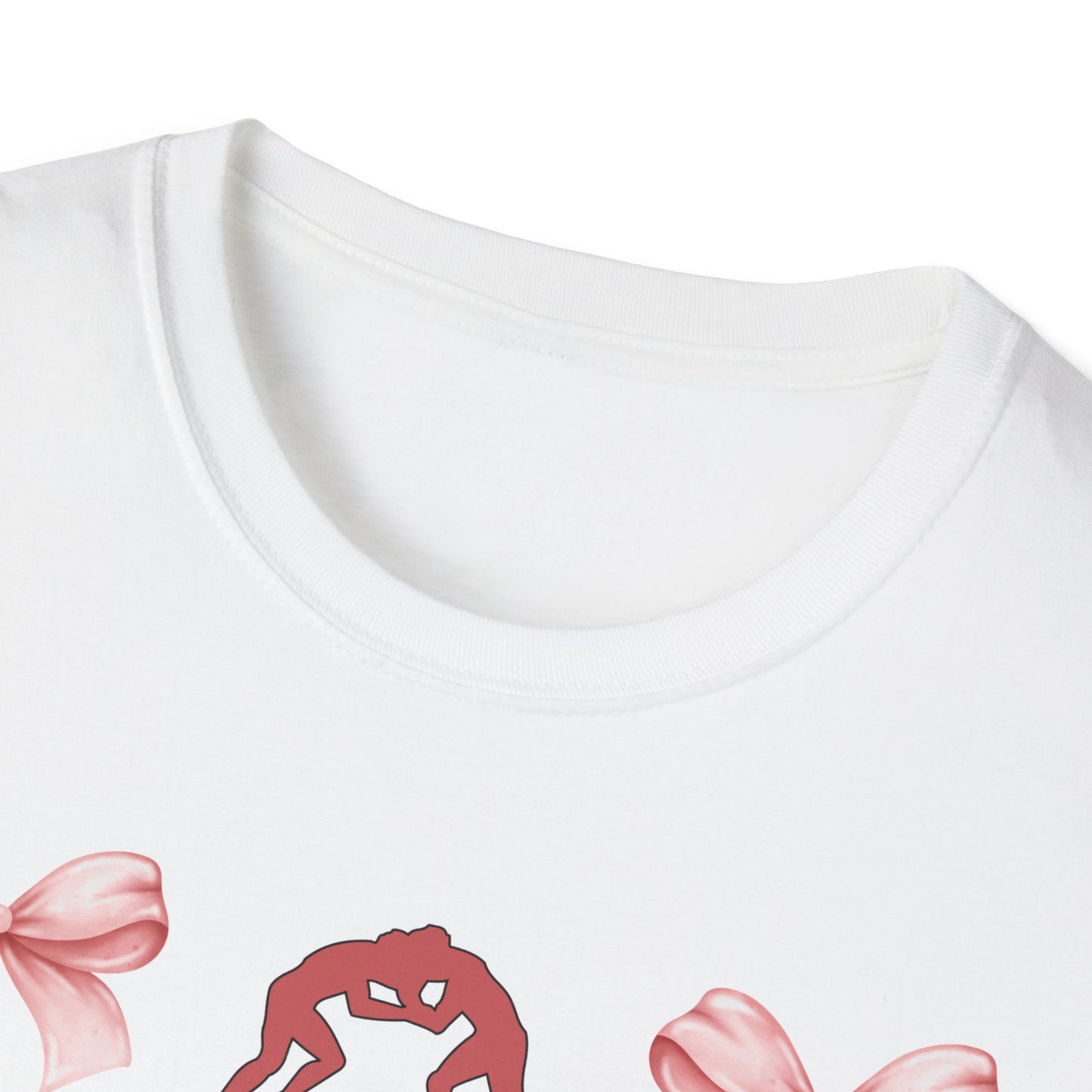 Women's wrestling mama Graphic T-Shirt with Pink Bow Print