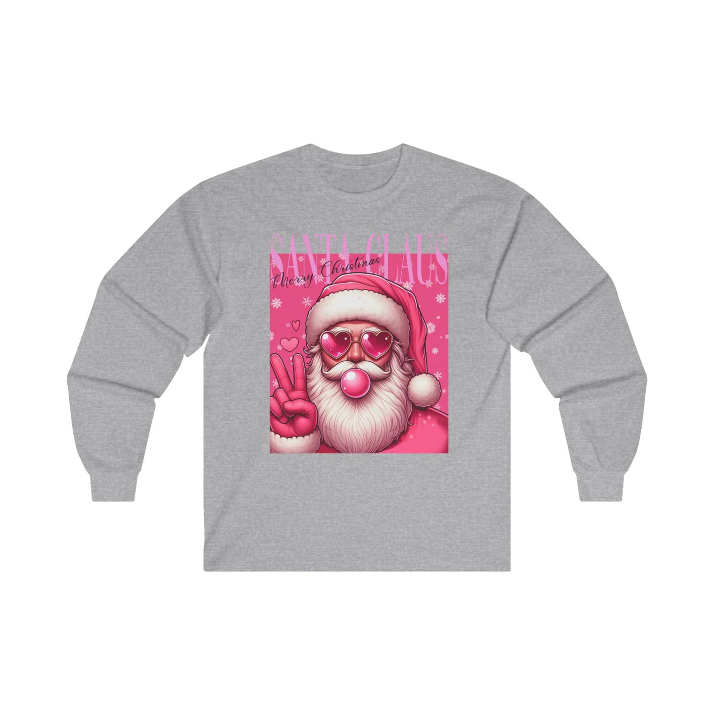 Santa Bubblegum Pink Long Sleeve Tee - Christmas Themed