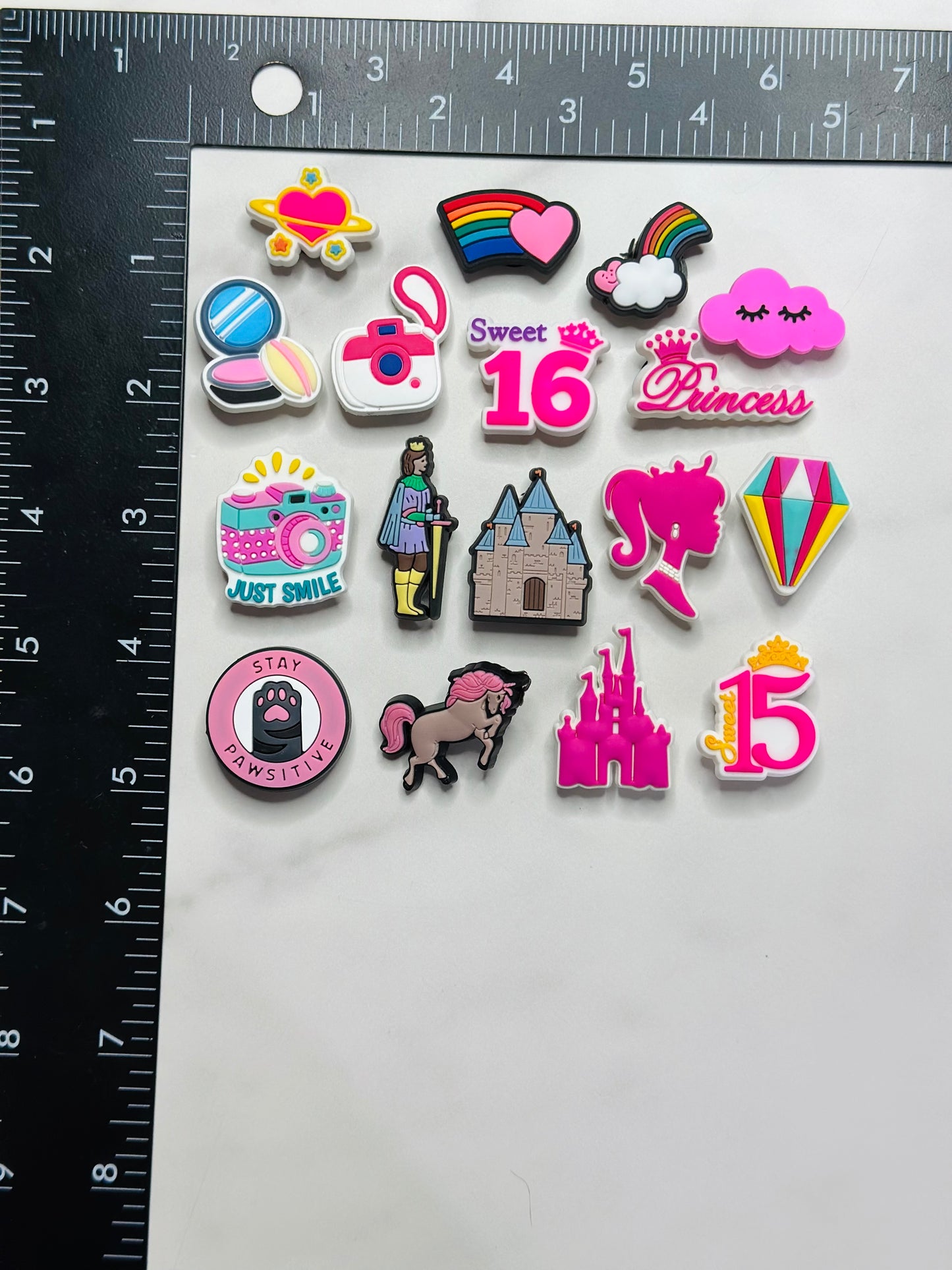 Princess-Themed Croc-Compatible Charms – Individually Sold Waterproof Shoe Accessories (Crowns, Castles, Magic & More)