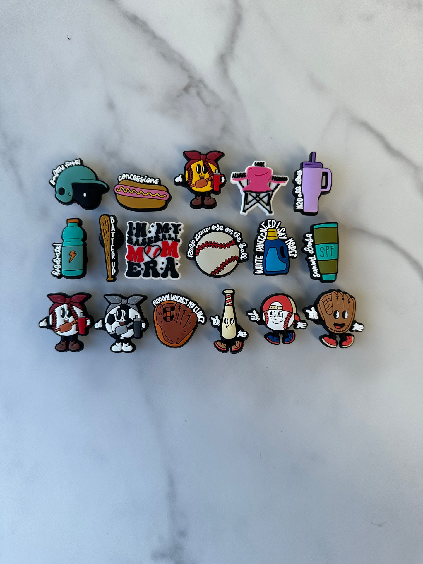 Baseball Mom Gameday Croc Compatible Charms - Perfect Accessories for Game Day