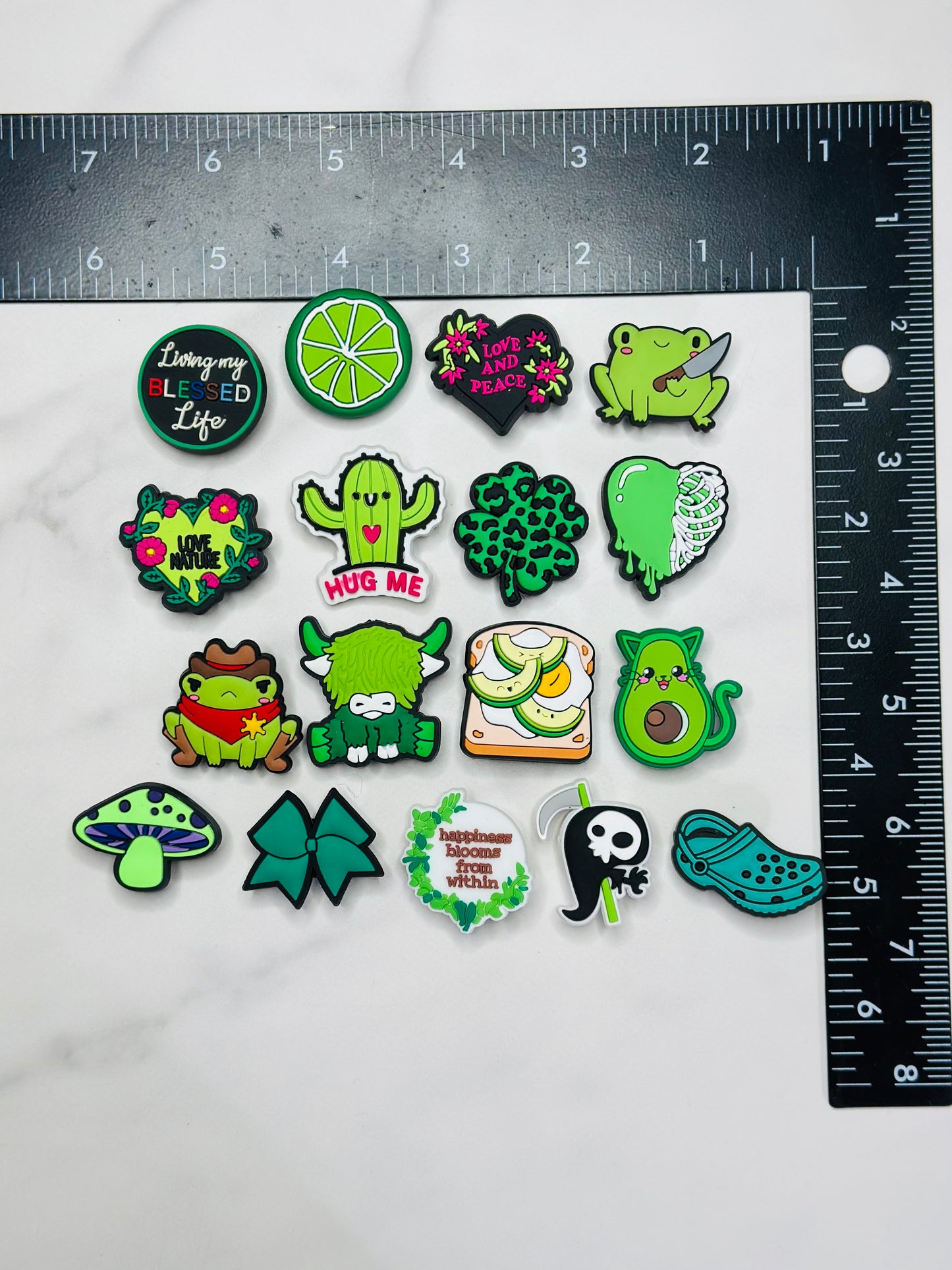 Whimsical Green Croc compatible Charms – Choose Individual Styles Like Frogs, Quotes, Avocados, Cactus, & More