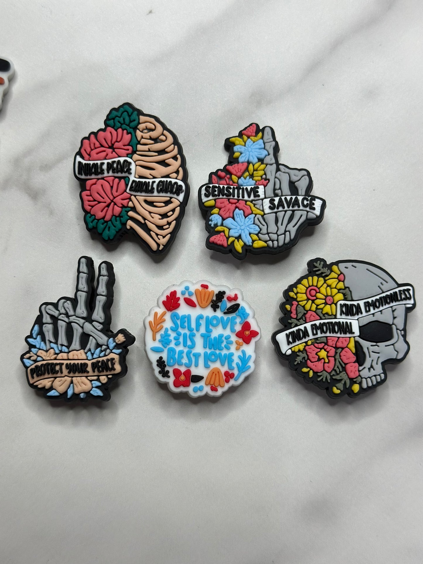 Cute Skull Croc compatible Charms – Choose Individual Styles Like Ghosts, Butterflies, Self-Love Quotes & More