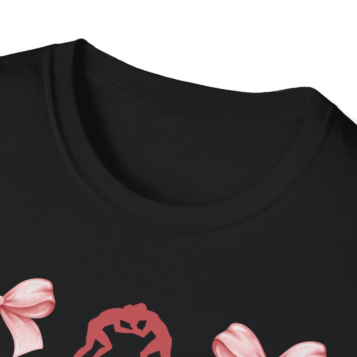 Women's wrestling mama Graphic T-Shirt with Pink Bow Print