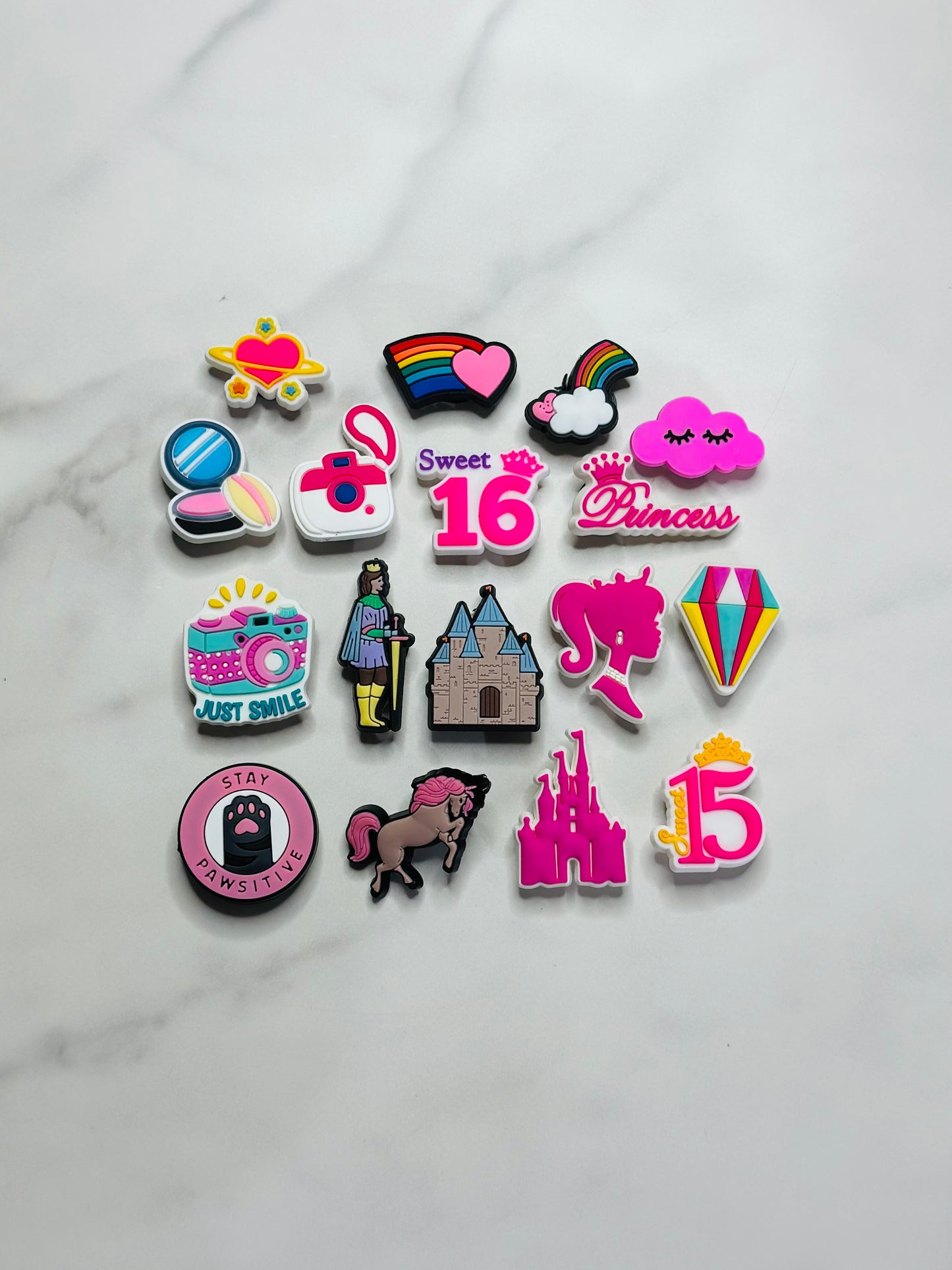 Princess-Themed Croc-Compatible Charms – Individually Sold Waterproof Shoe Accessories (Crowns, Castles, Magic & More)