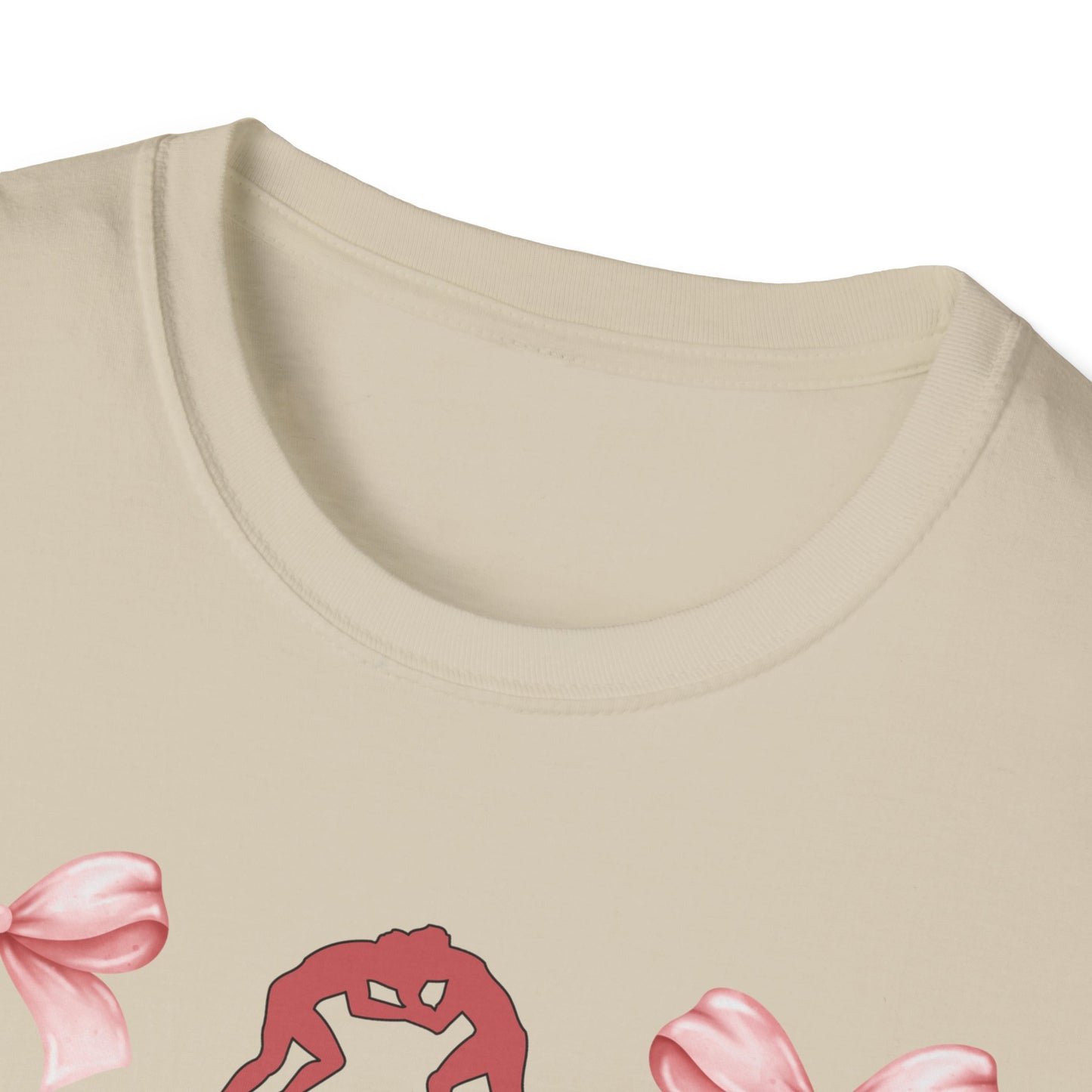 Women's wrestling mama Graphic T-Shirt with Pink Bow Print