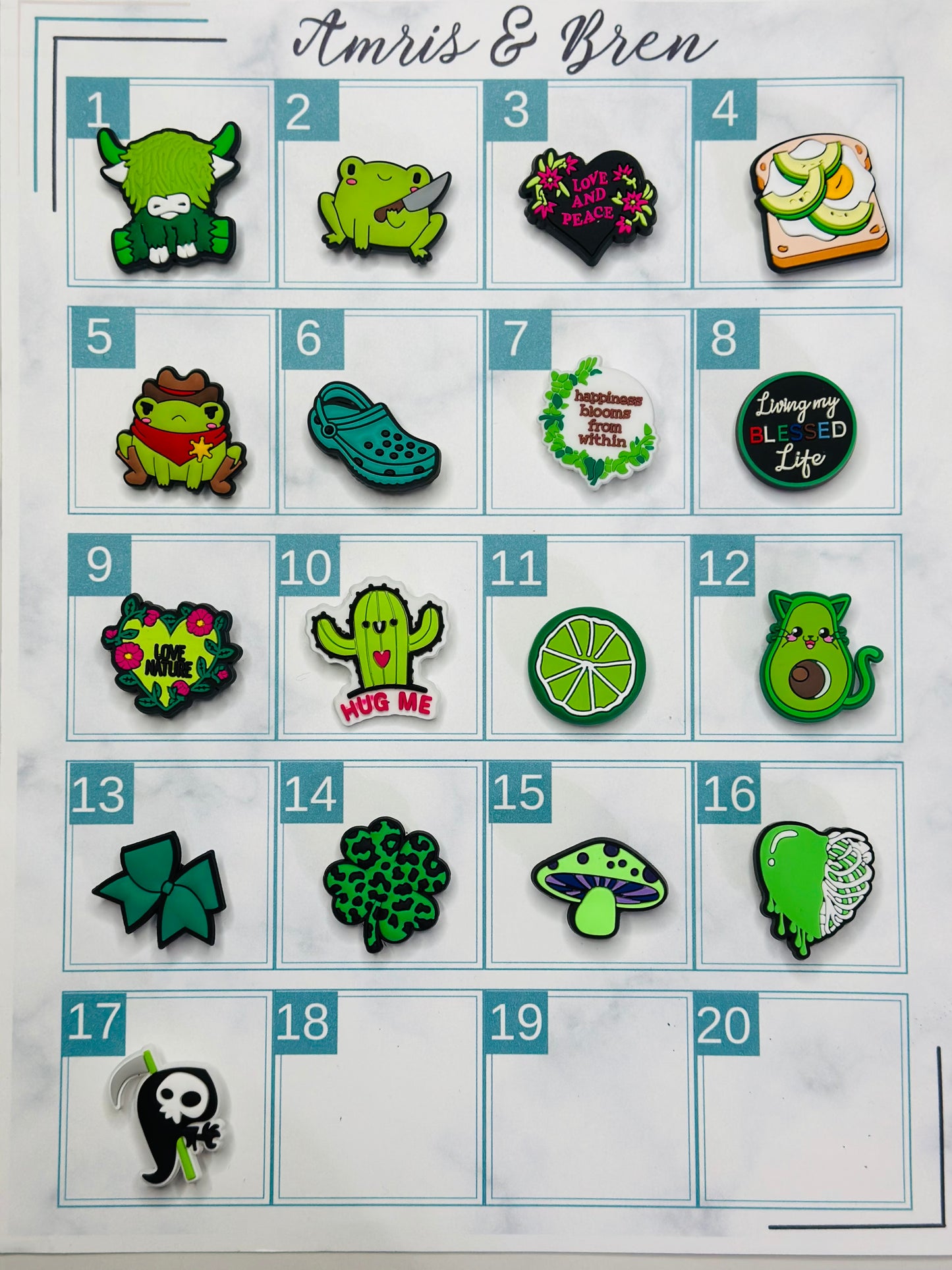 Whimsical Green Croc compatible Charms – Choose Individual Styles Like Frogs, Quotes, Avocados, Cactus, & More