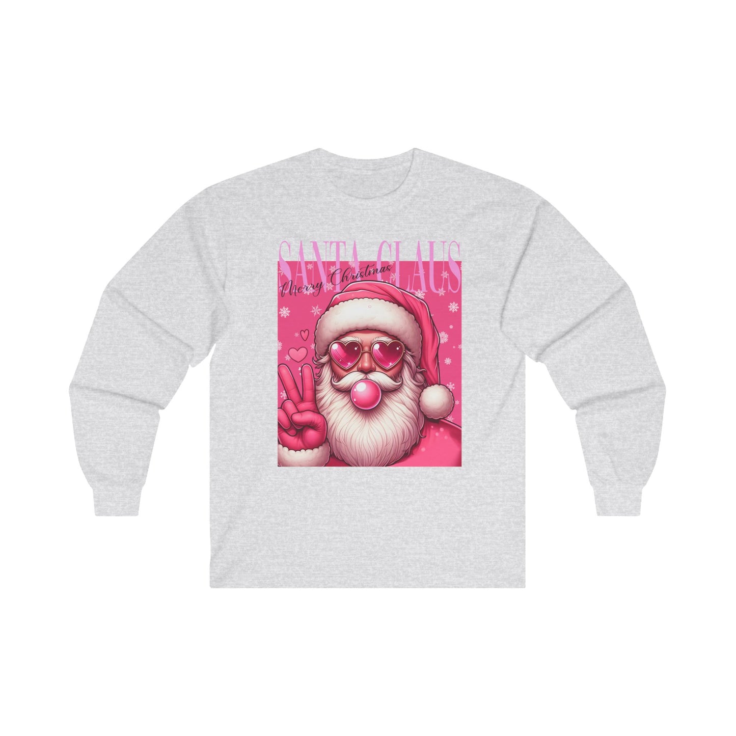 Santa Bubblegum Pink Long Sleeve Tee - Christmas Themed