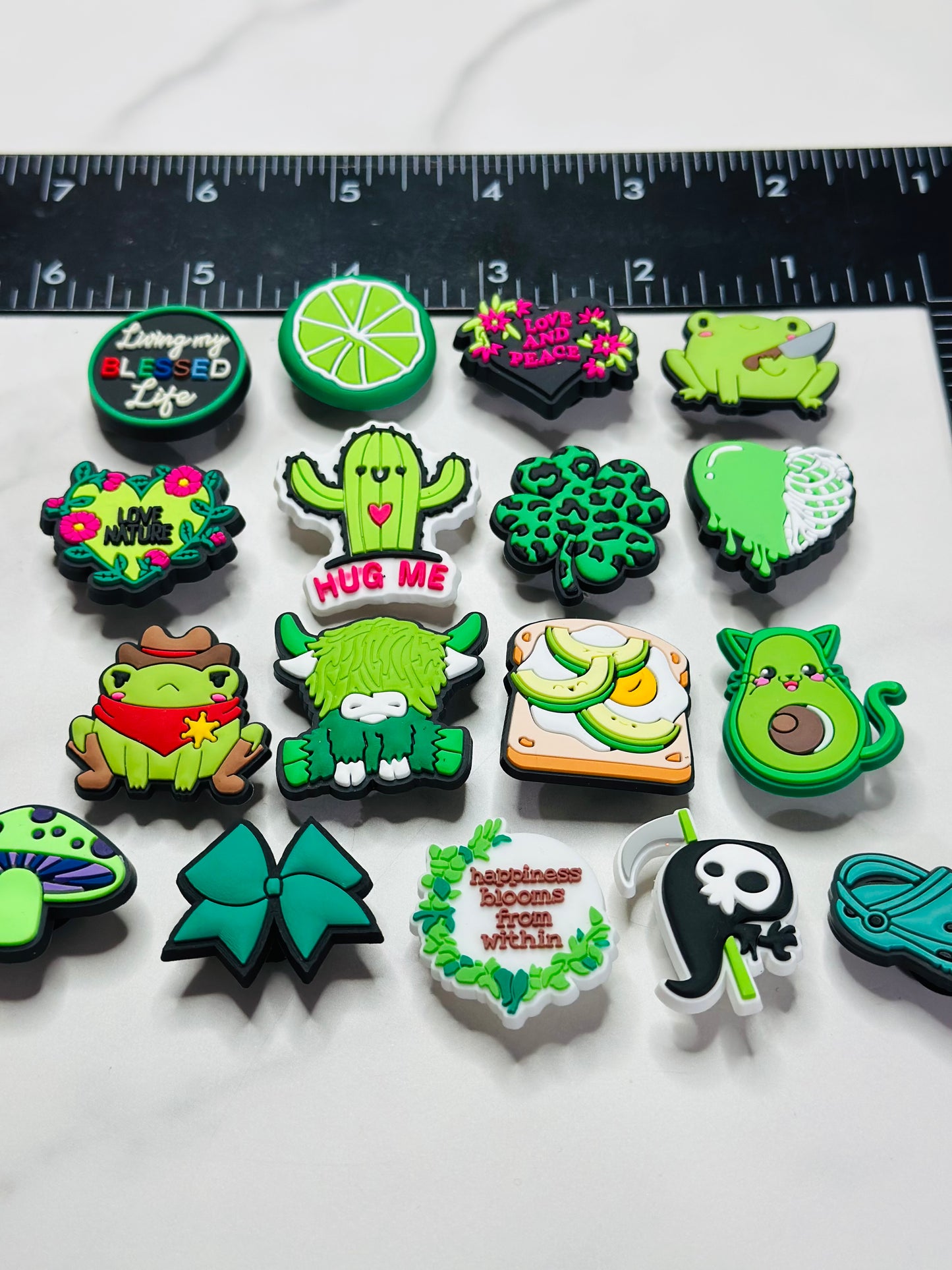 Whimsical Green Croc compatible Charms – Choose Individual Styles Like Frogs, Quotes, Avocados, Cactus, & More