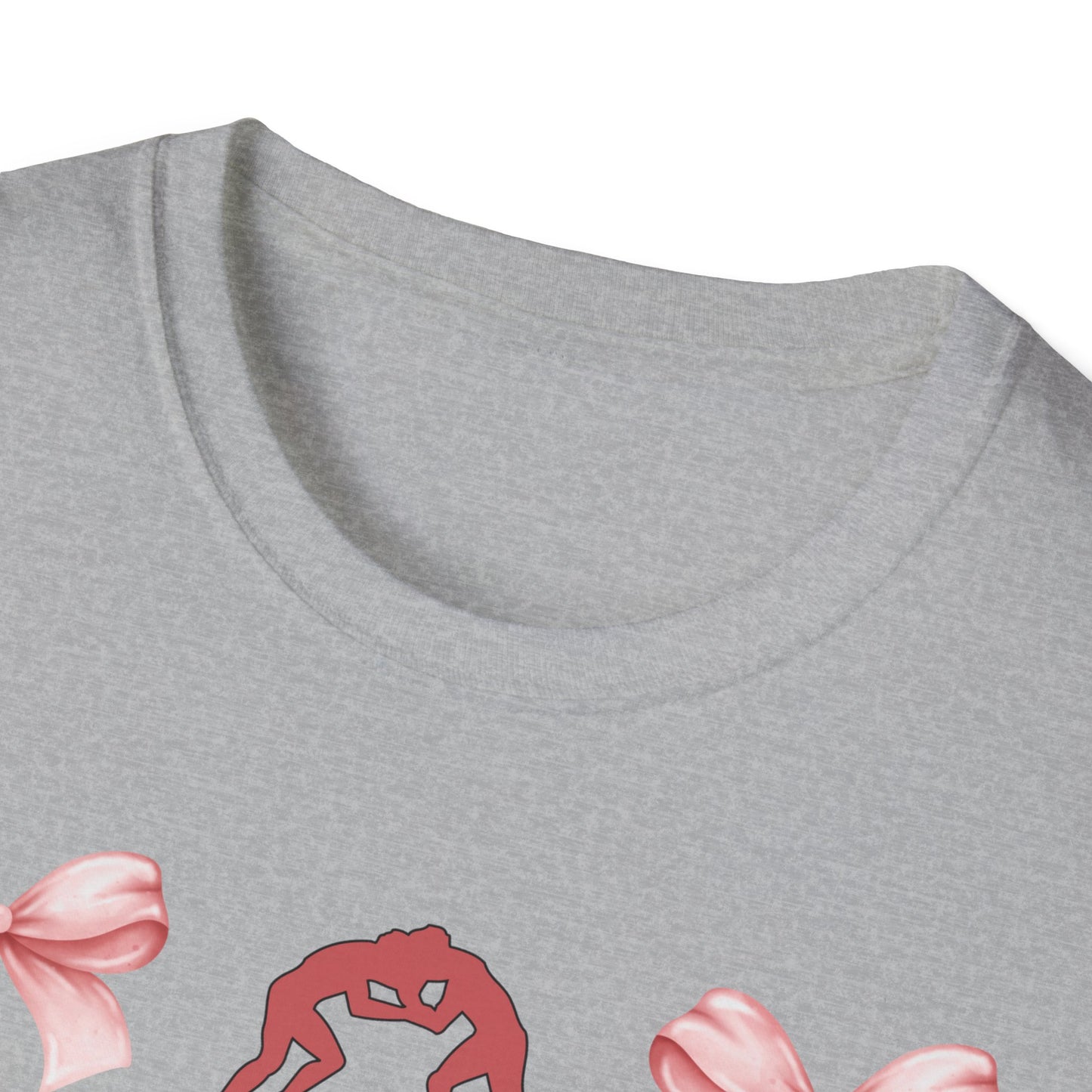 Women's wrestling mama Graphic T-Shirt with Pink Bow Print