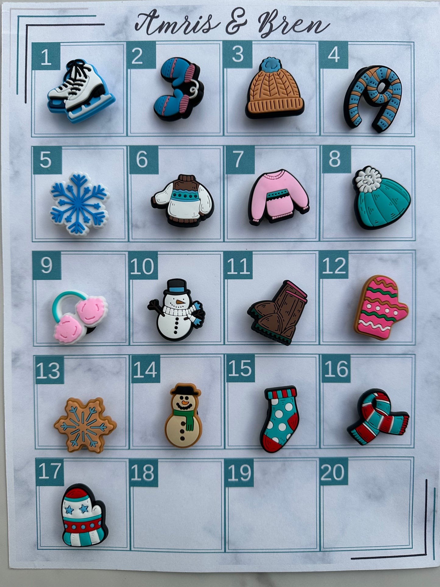 Croc compatible winter themed shoe charms, Cute winter shoe charms