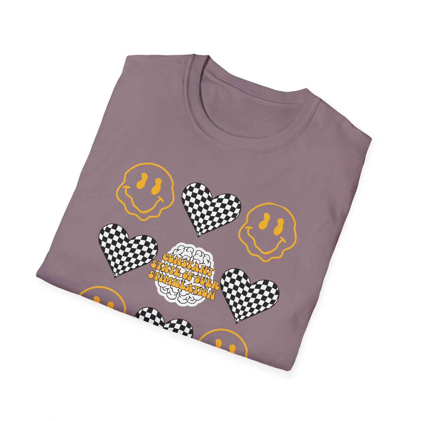 Smiley Face Constant Stimulation Unisex T-Shirt - Yellow, Black, White
