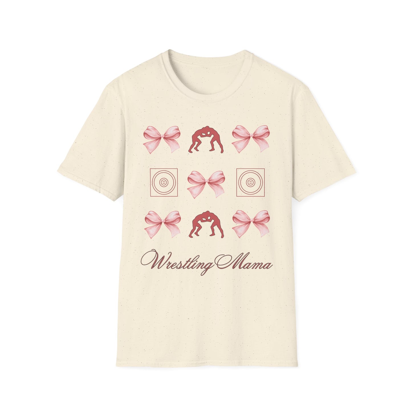 Women's wrestling mama Graphic T-Shirt with Pink Bow Print