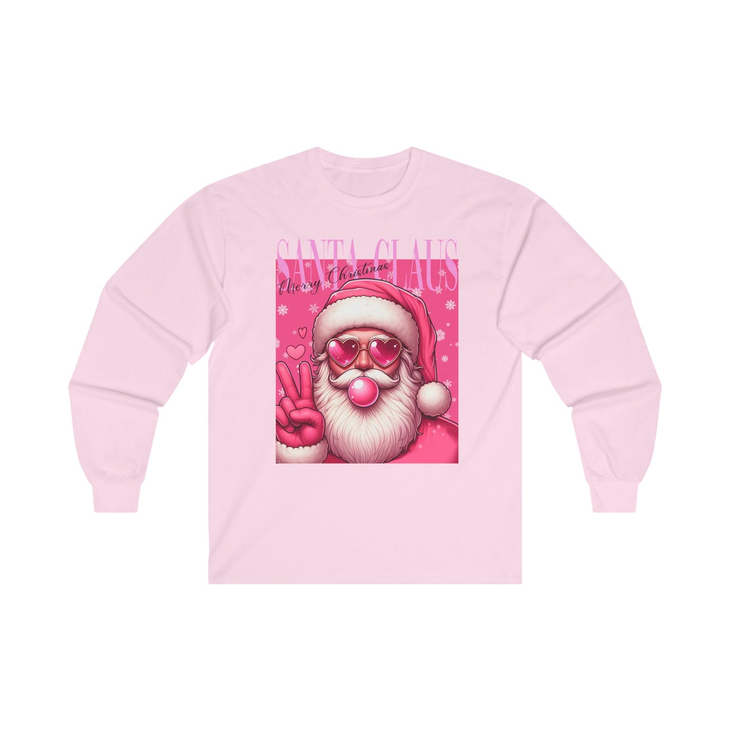 Santa Bubblegum Pink Long Sleeve Tee - Christmas Themed