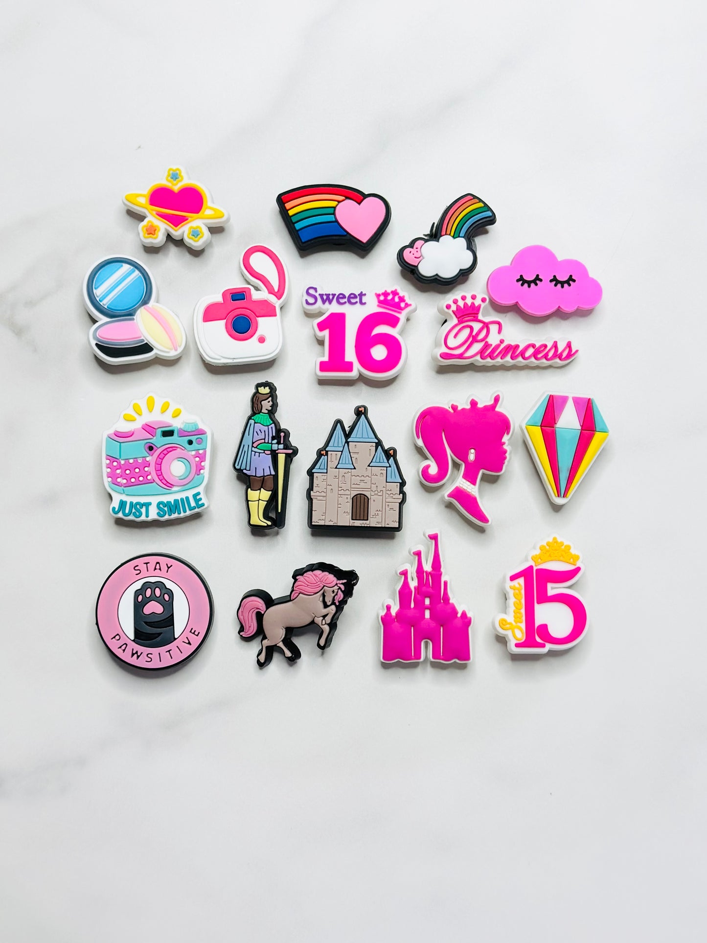 Princess-Themed Croc-Compatible Charms – Individually Sold Waterproof Shoe Accessories (Crowns, Castles, Magic & More)