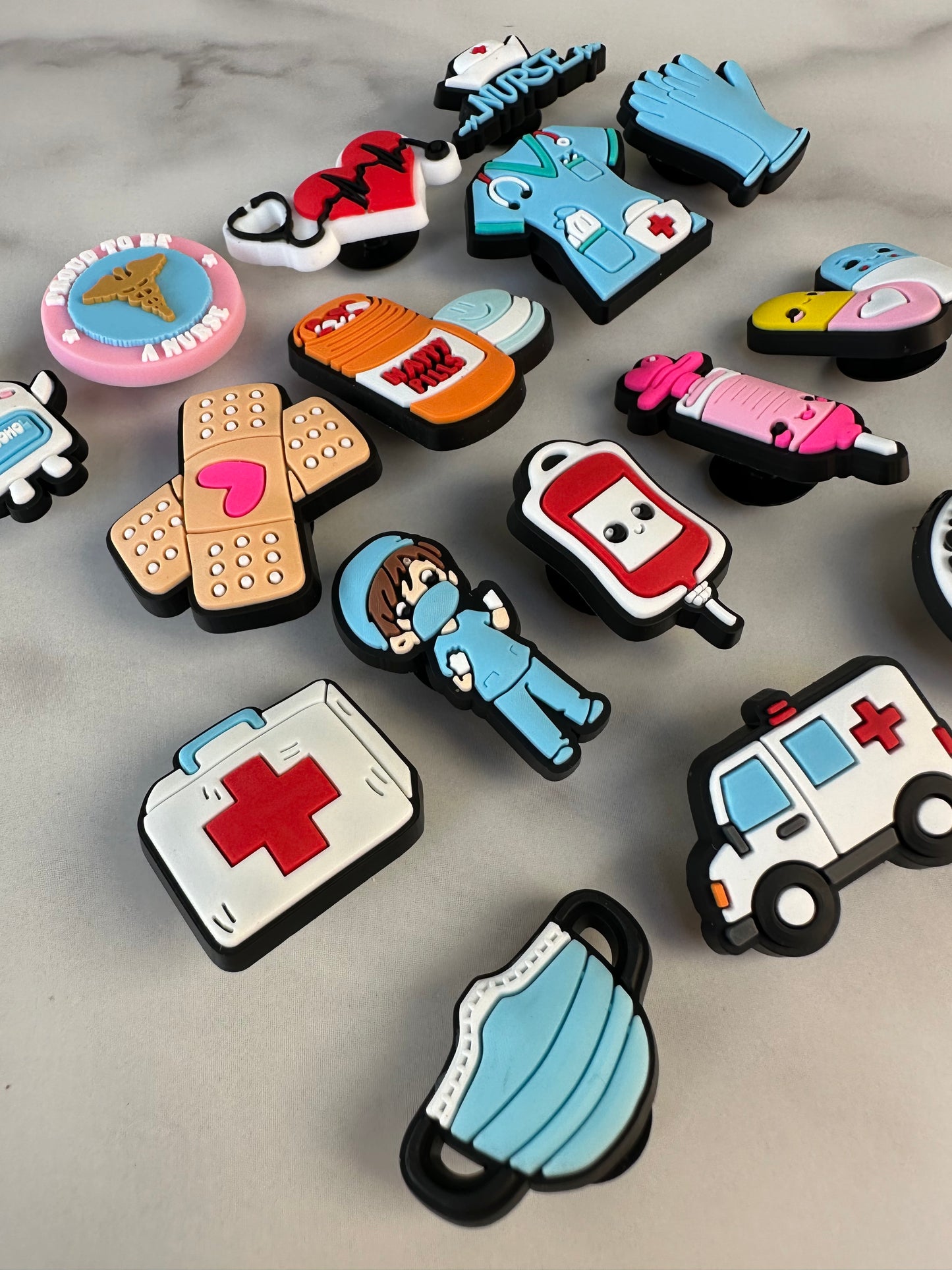 Nurse and medical field themed Croc compatible charms Stethoscope, Nurse Cap, Syringe & More