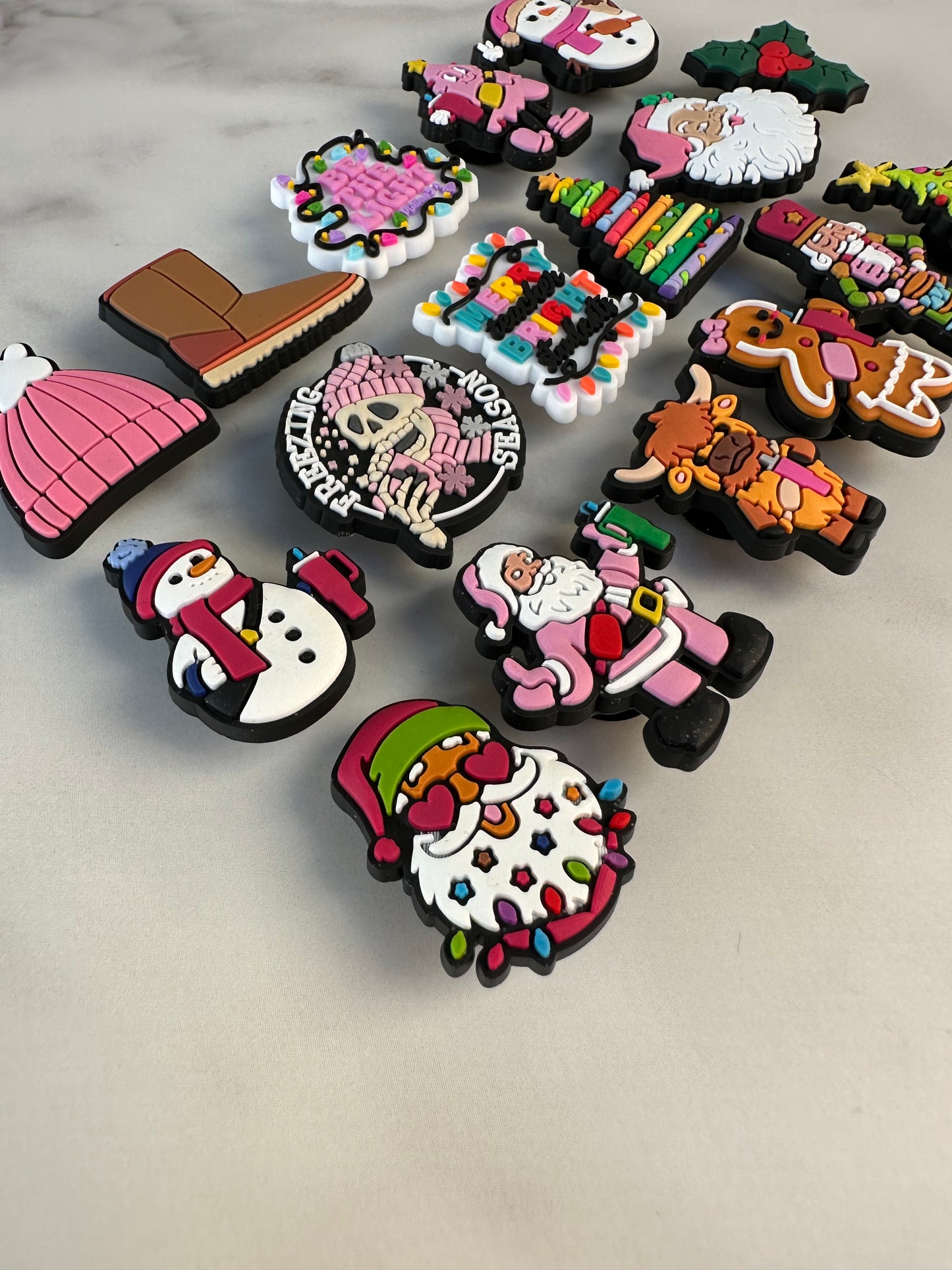 Croc compatible Christmas Charms - Santa with Tumbler, Gingerbread Woman, Snowmen & More