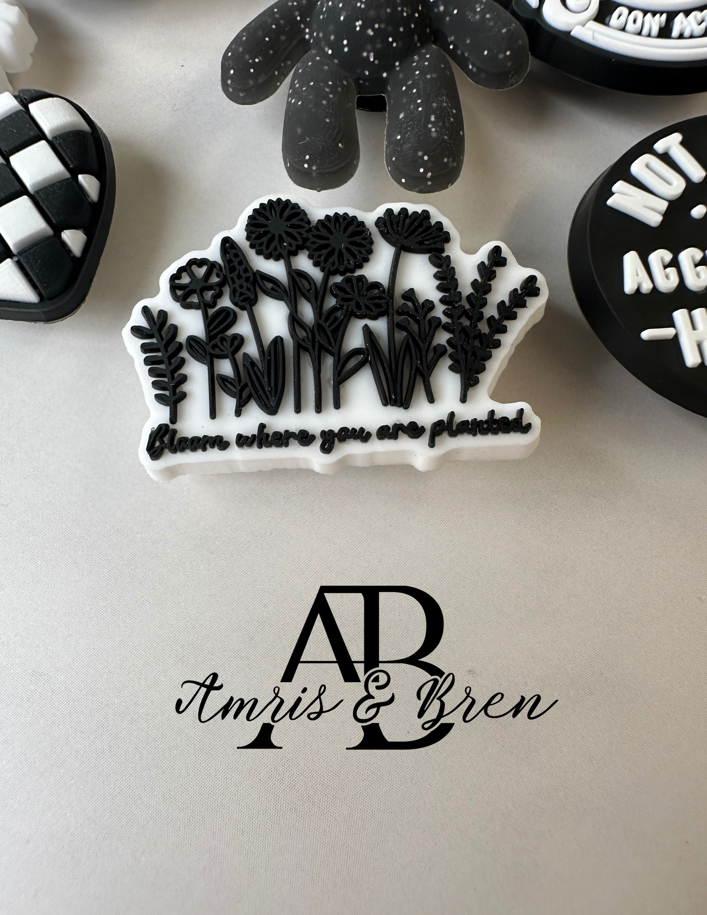 Stylish Black and White Croc compatible Charms | Monochrome Shoe Accessories | Trendy Clog Charms