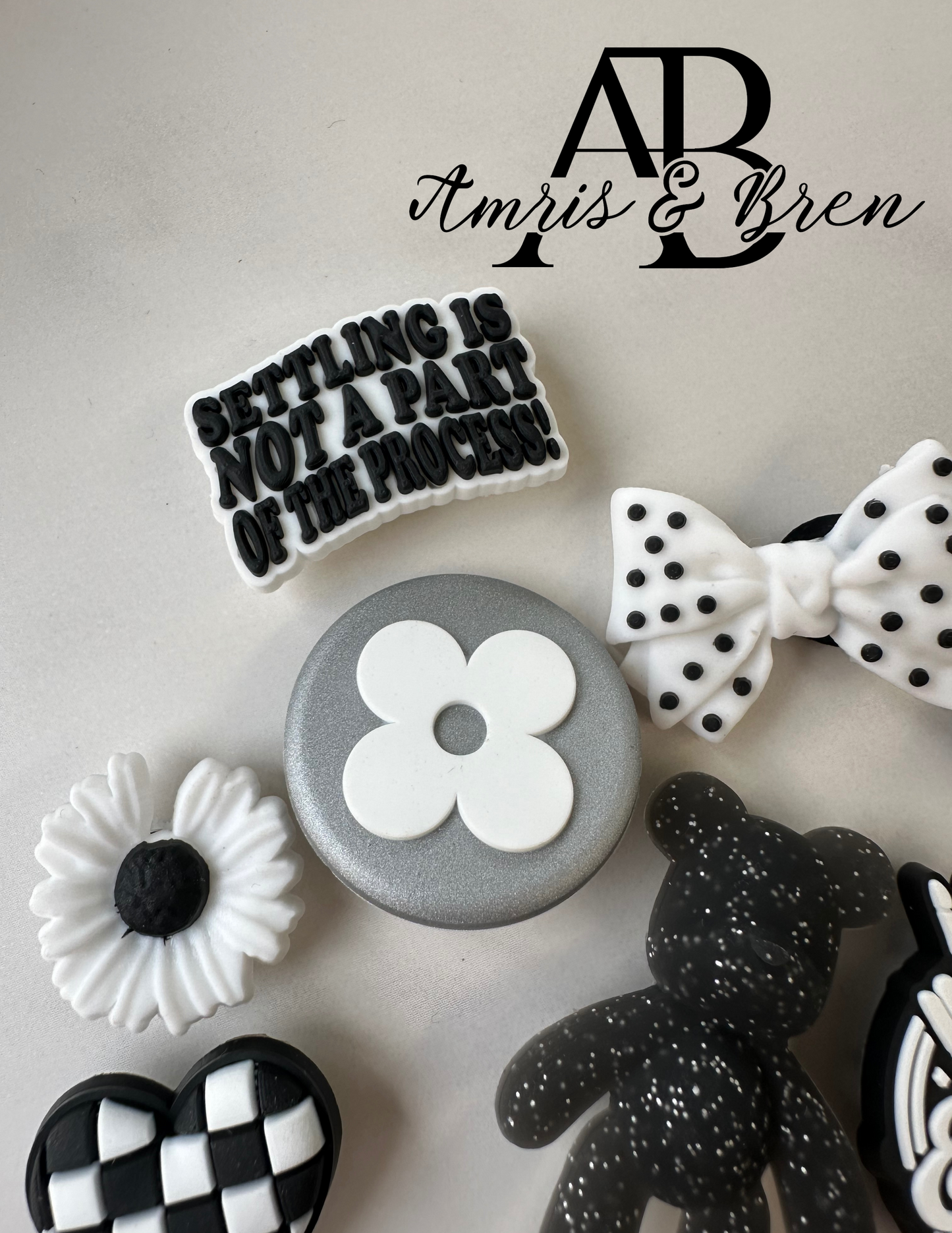 Stylish Black and White Croc compatible Charms | Monochrome Shoe Accessories | Trendy Clog Charms