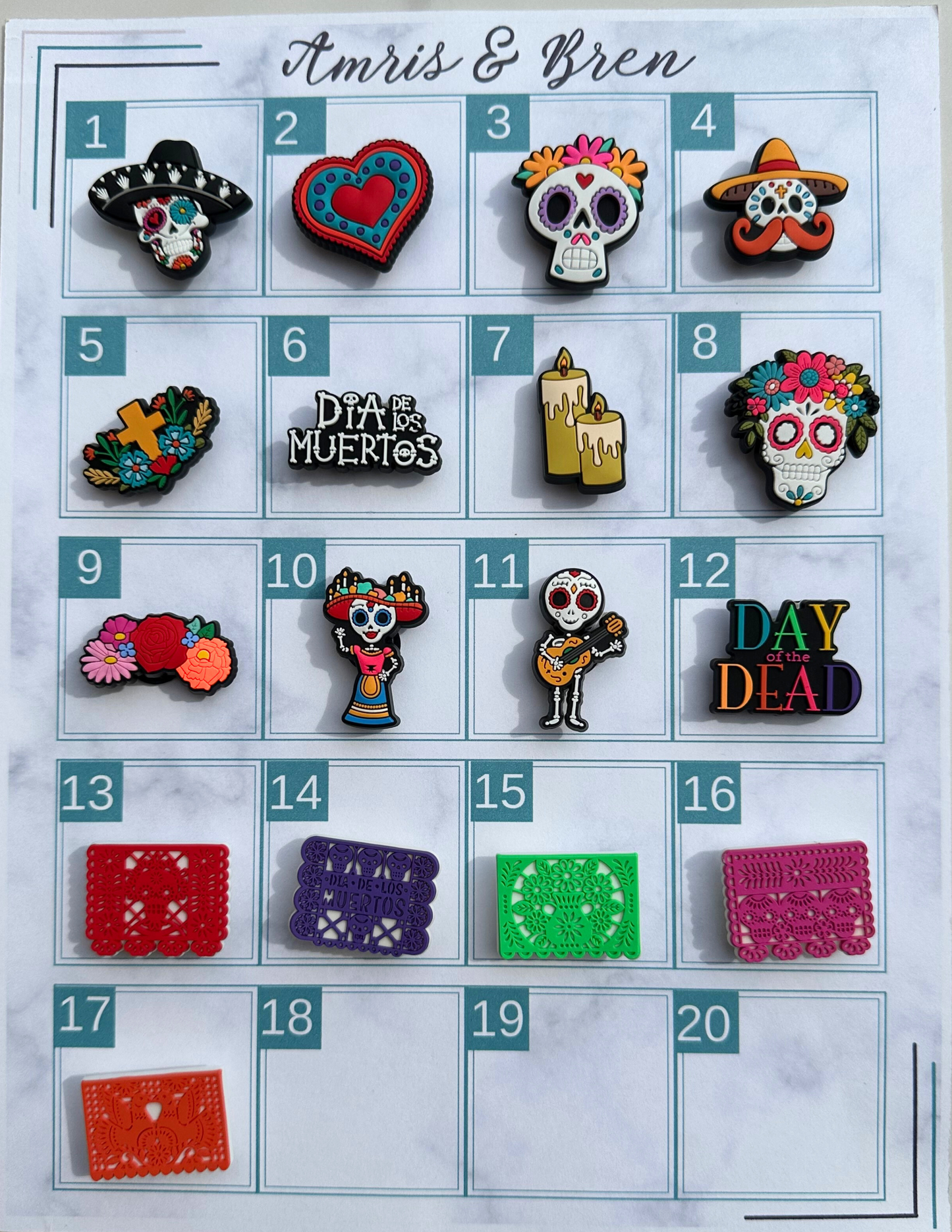 Day of the Dead Croc compatible Charms | Dia de los Muertos Croc Accessories | Festive Shoe Charms