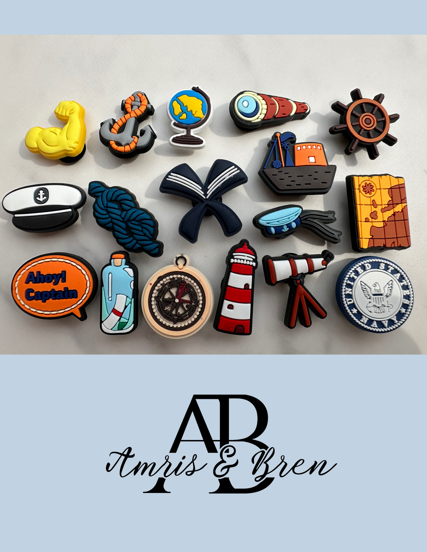 Nautical Croc compatible Charms | Navy Shoe Accessories | Fun & Stylish Charms