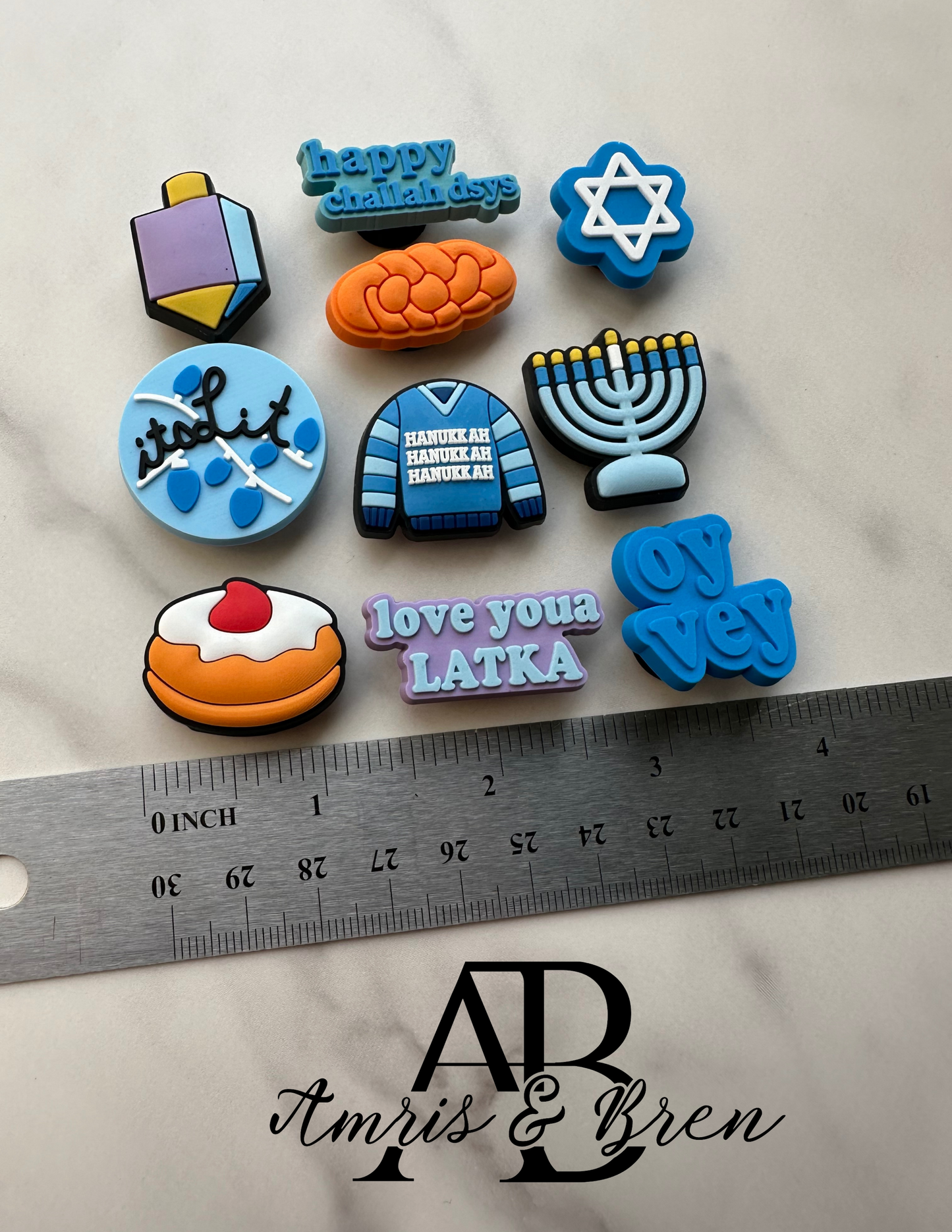 Hanukkah Croc compatible Charms | Festival of Lights Shoe Accessories | Dreidels & Menorahs