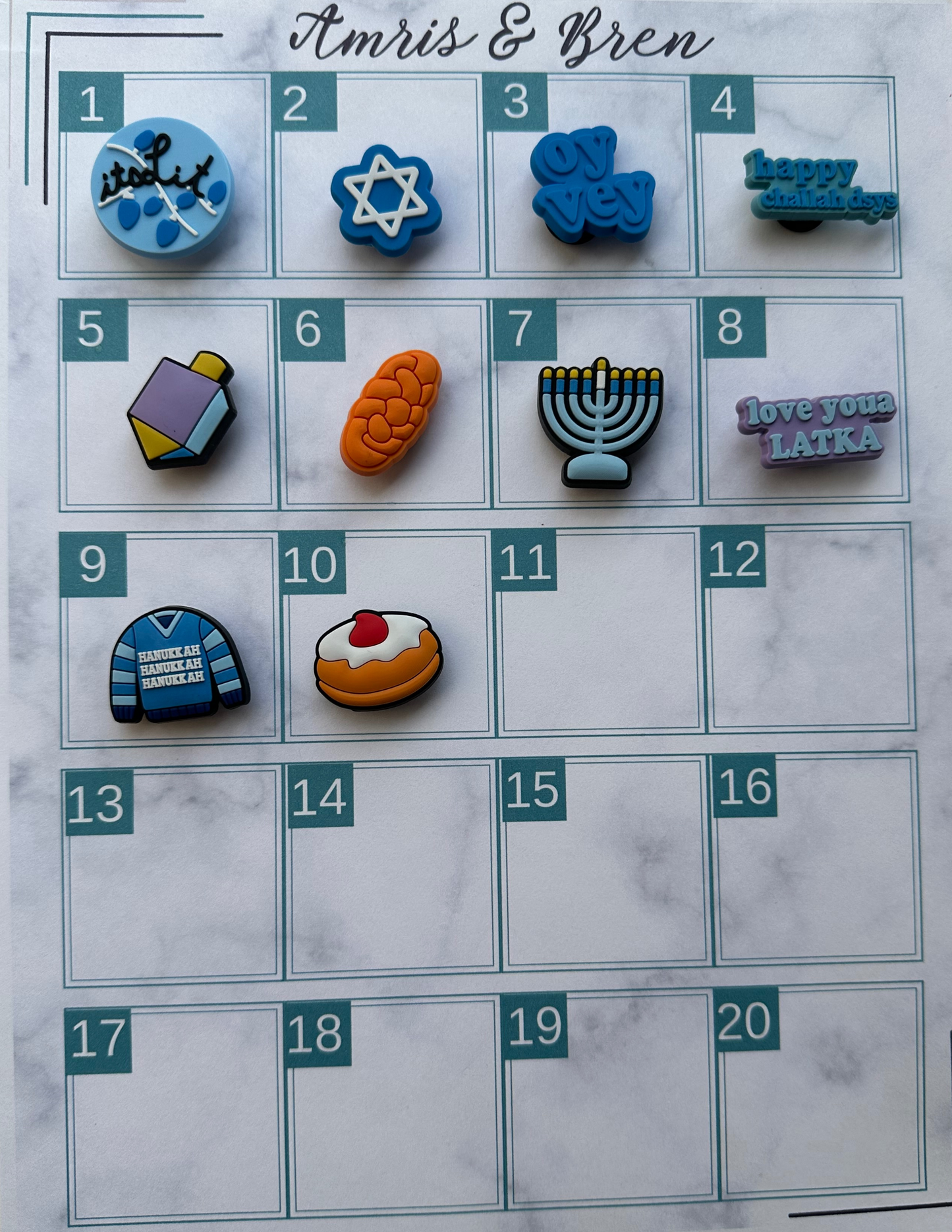 Hanukkah Croc compatible Charms | Festival of Lights Shoe Accessories | Dreidels & Menorahs