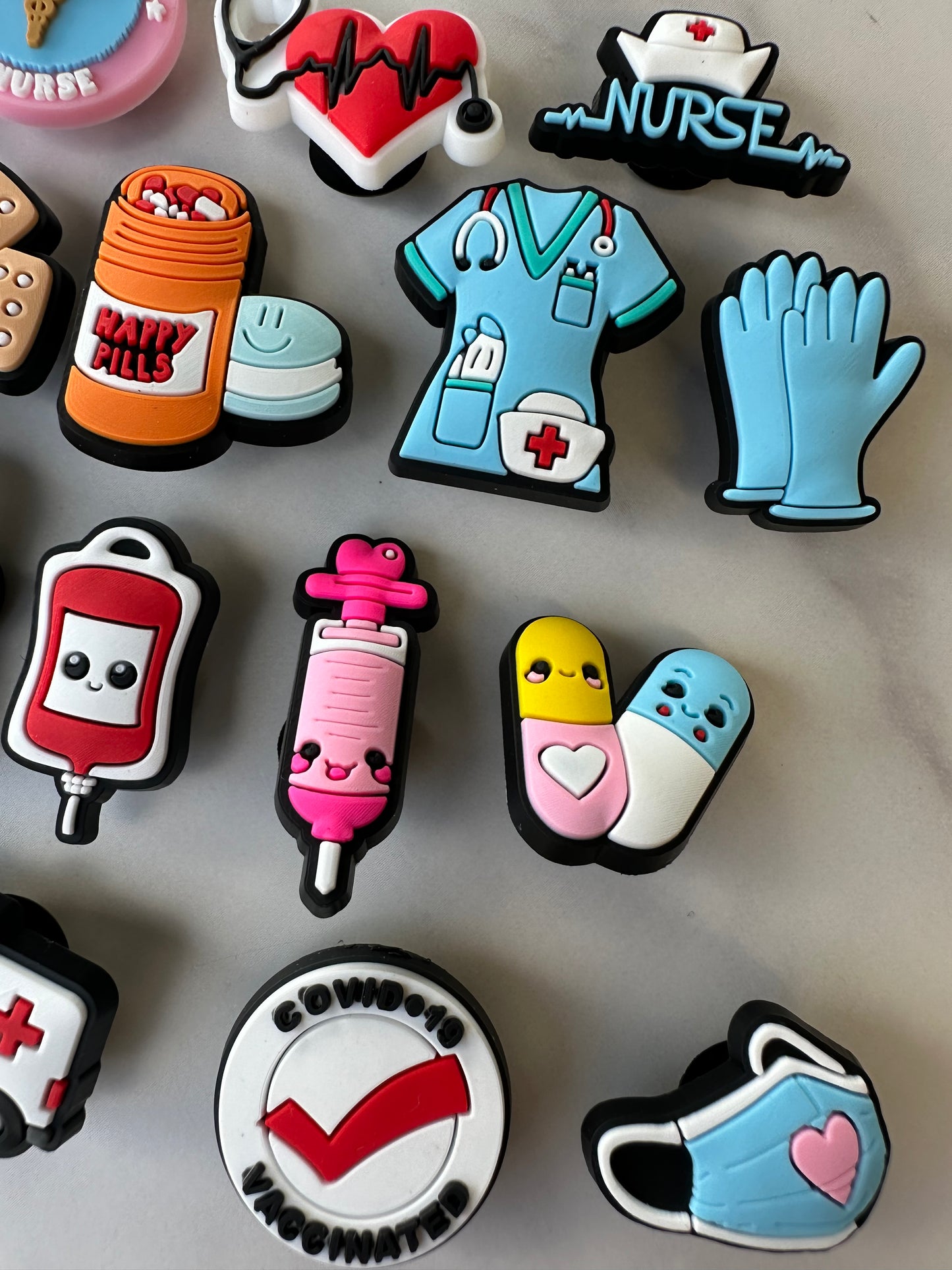 Nurse and medical field themed Croc compatible charms Stethoscope, Nurse Cap, Syringe & More