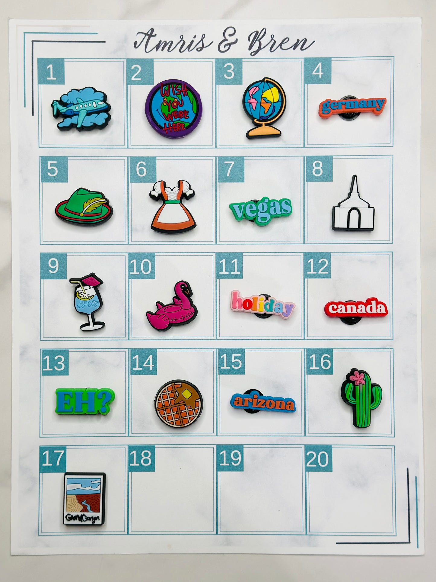 Travel-Themed Croc-Compatible Charms – Individually Sold Waterproof Designs (Germany, Arizona, Canada, Vegas & More)