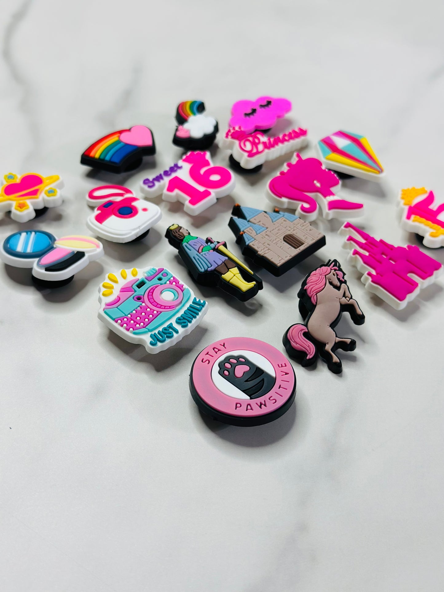 Princess-Themed Croc-Compatible Charms – Individually Sold Waterproof Shoe Accessories (Crowns, Castles, Magic & More)