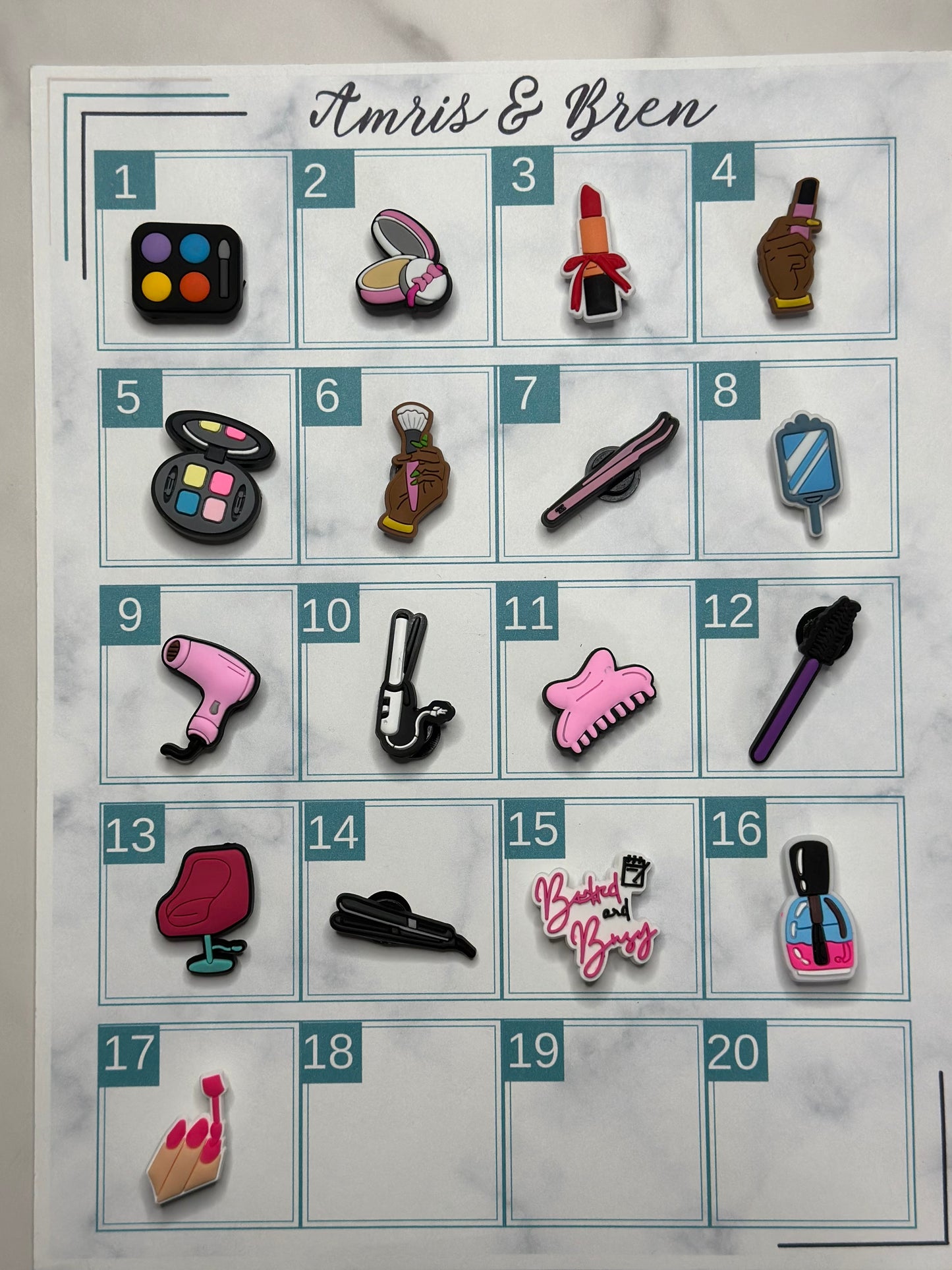 Hair dresser and make-up artist themed charms for crocs, Croc compatible shoe charms