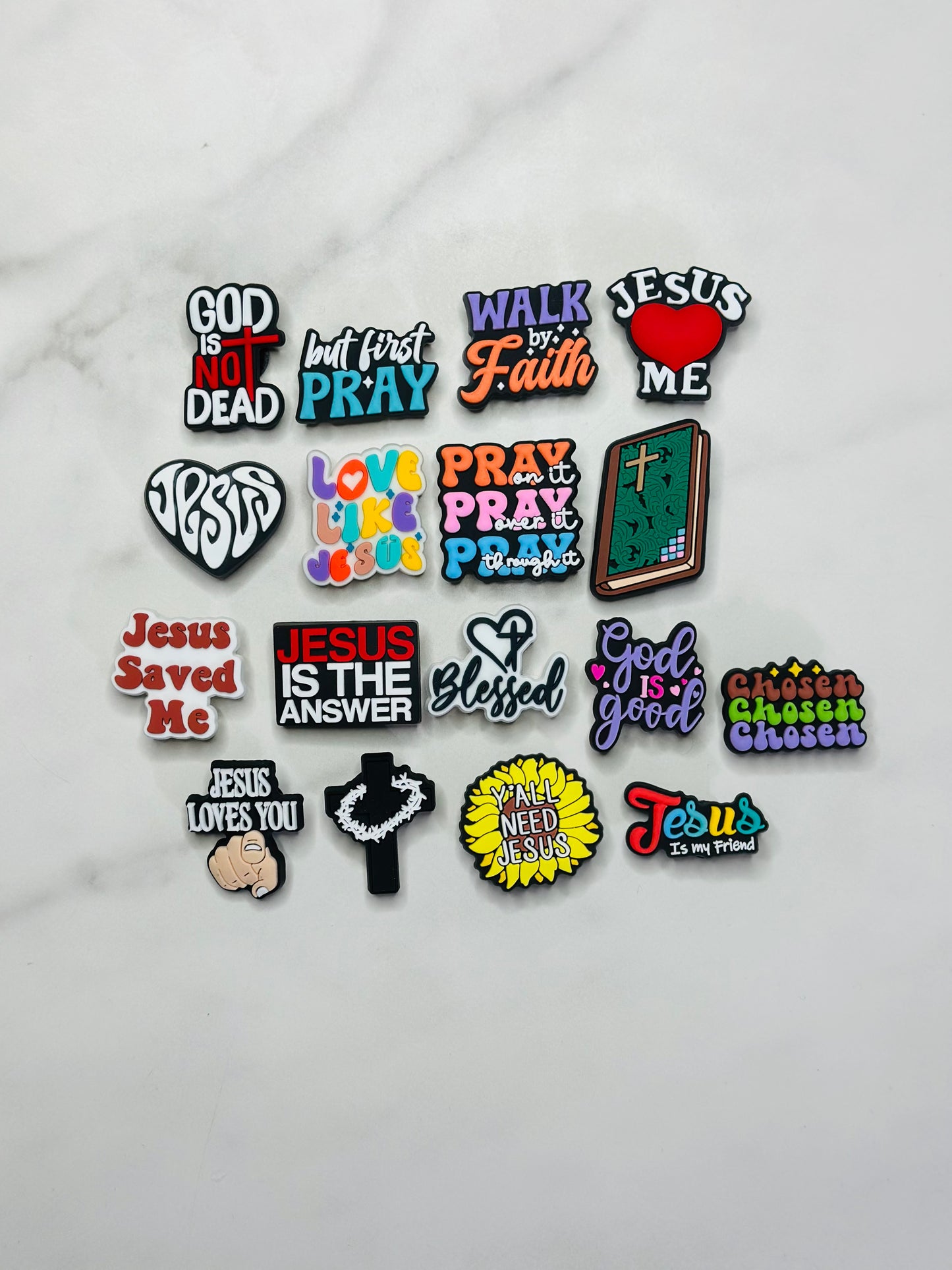 Christian themed shoe charms for Crocs. Jesus charms, Croc compatible shoe charms