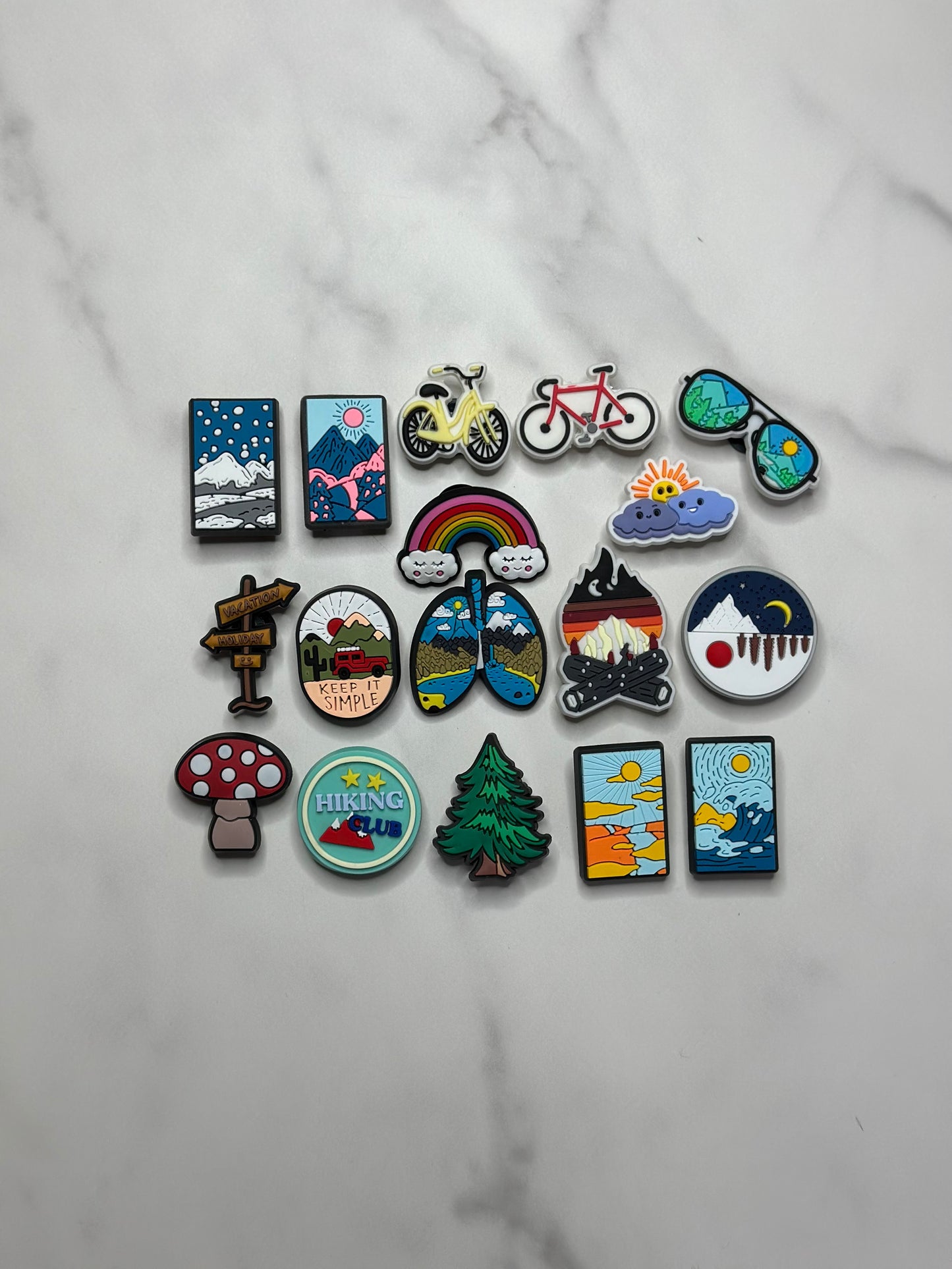 Outdoor themed charms for Crocs, Croc compatible camping charms