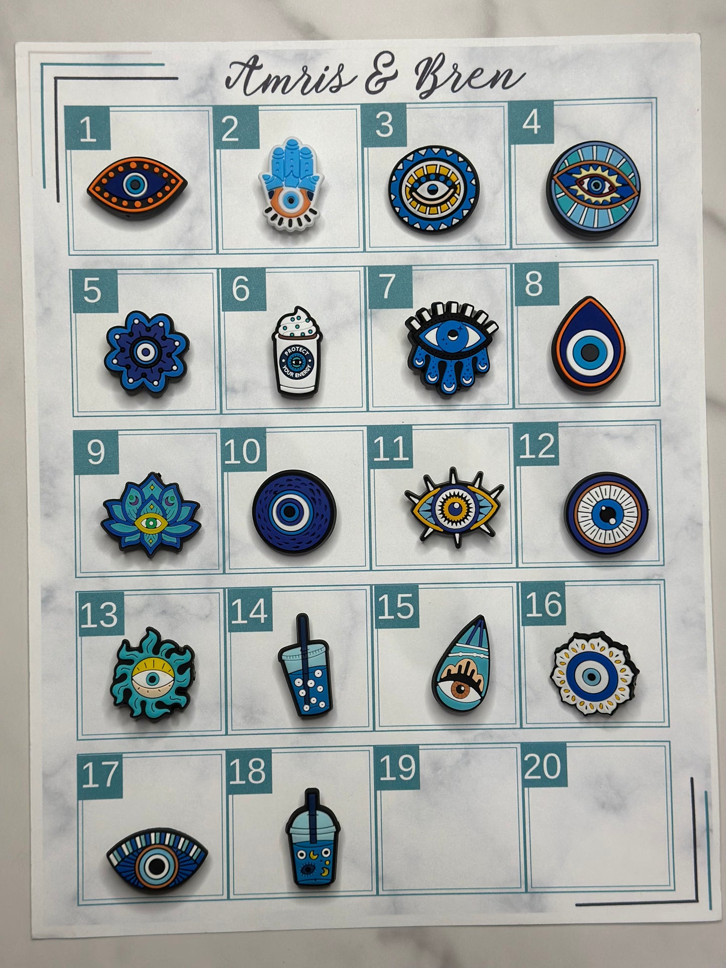 Evil eye Croc compatible charms, Shoe charms for Crocs, hamsa charm, evil eye drink charm