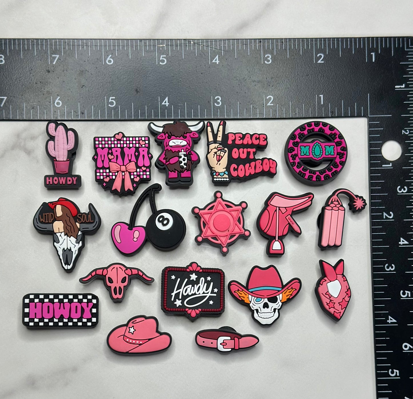 Pink Western Croc compatible Charms – Cowgirl Boot, Cowboy Hat, Rodeo & Country Style Clog Accessories