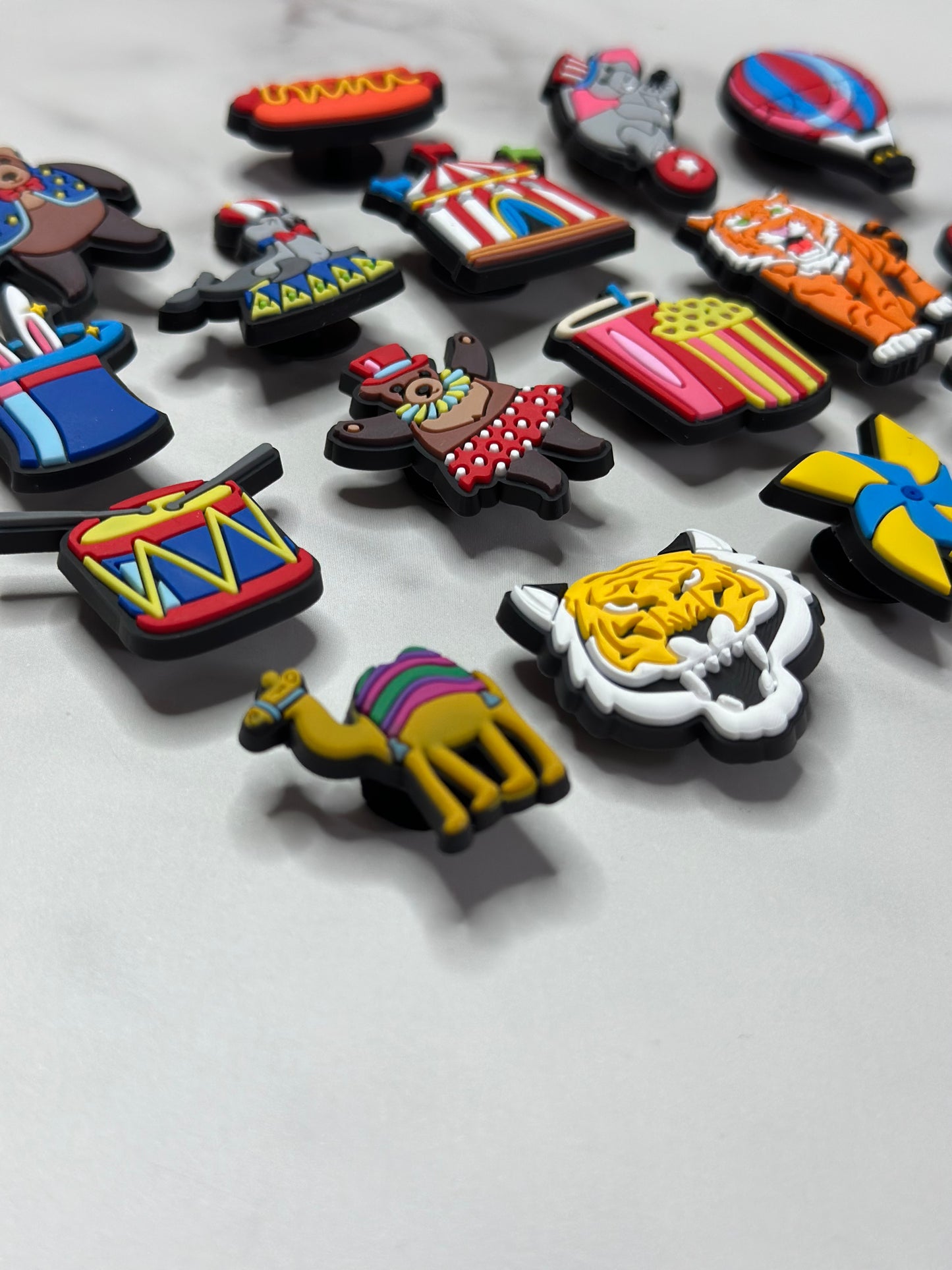 Circus themed shoe charms for Crocs, Croc compatible carnival charms