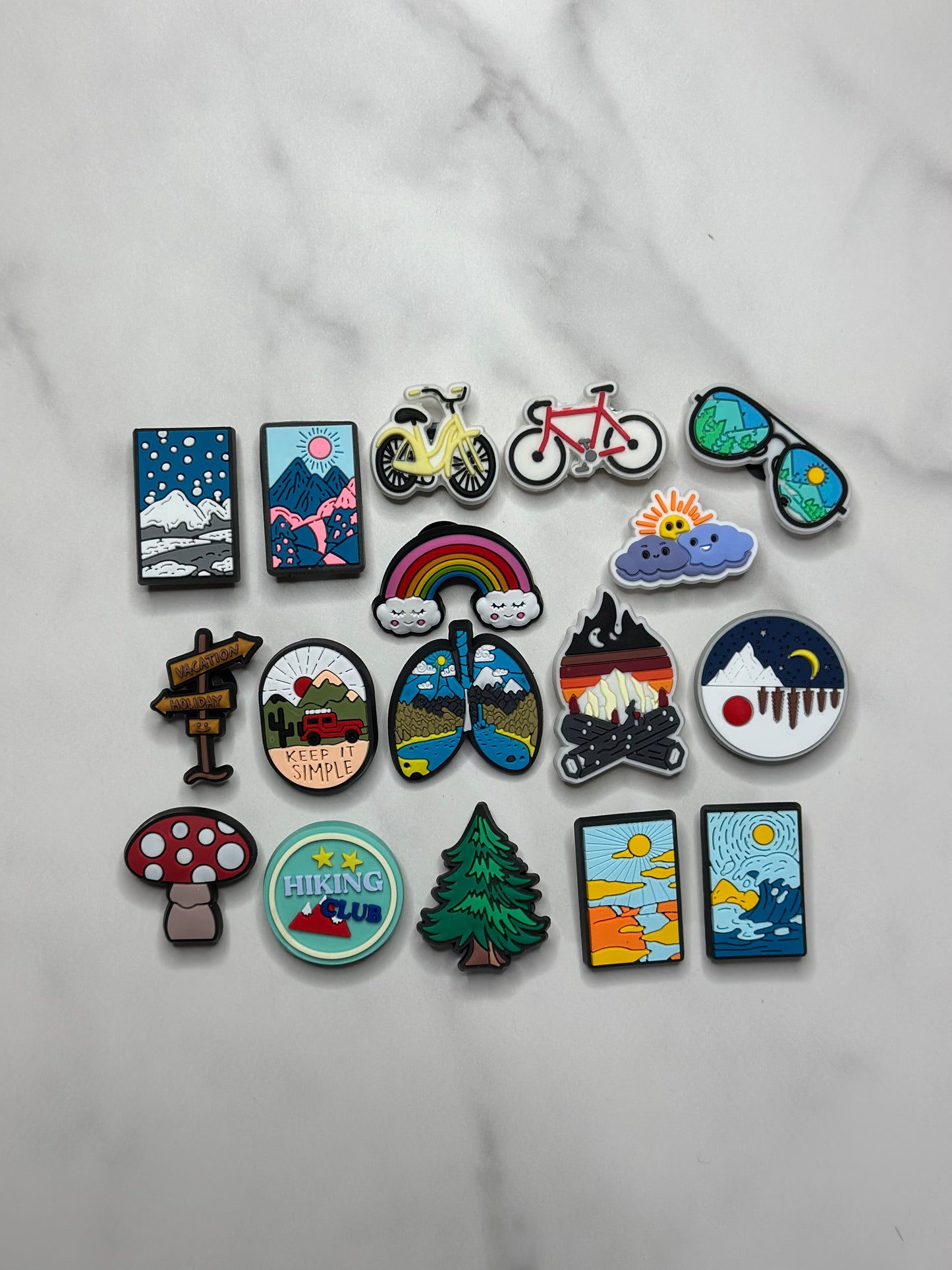 Outdoor themed charms for Crocs, Croc compatible camping charms