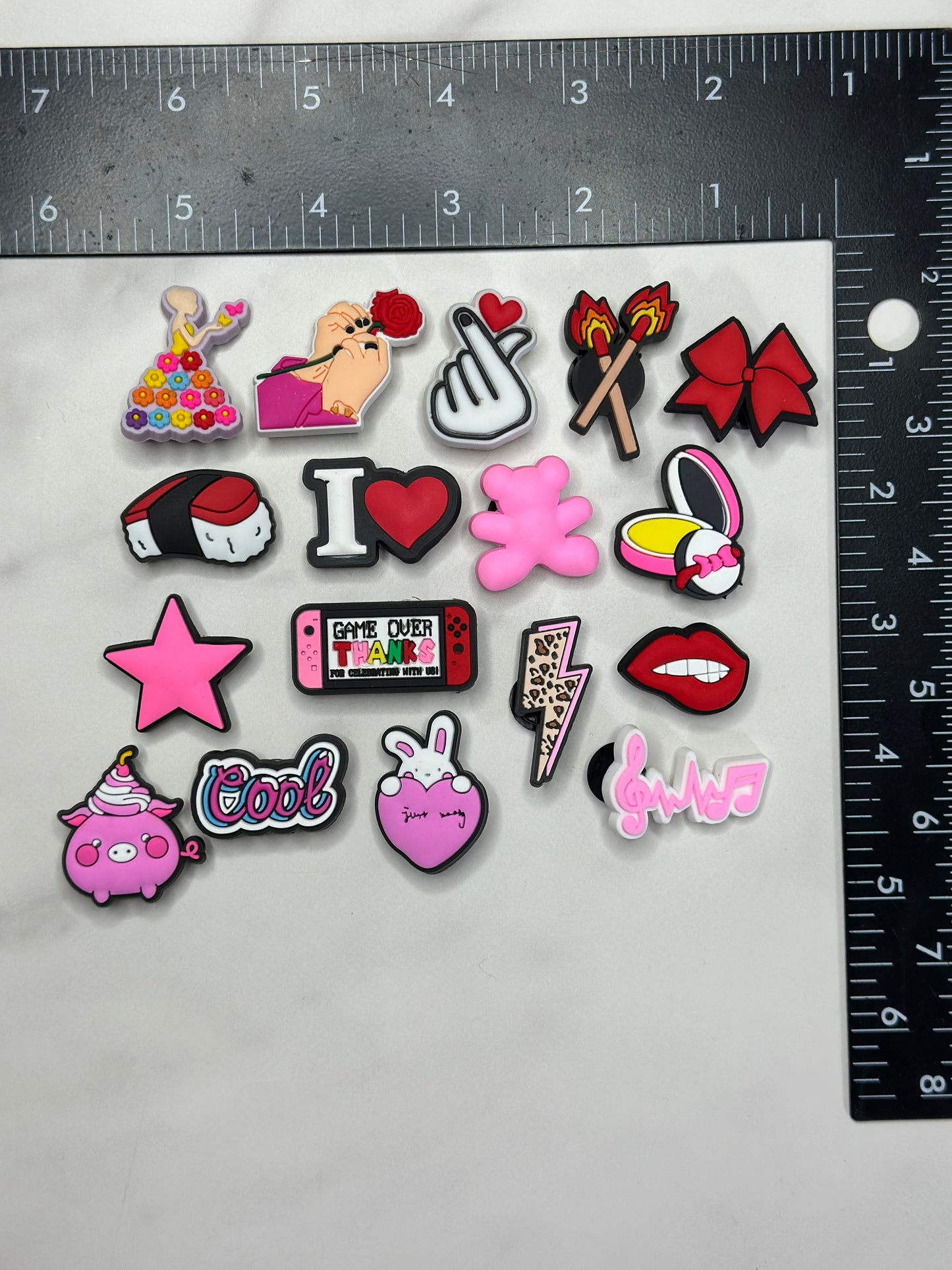 Cute pink and red Croc compatible shoe charms, Charms for Crocs, pink charms for Crocs, Croc Compatible charms