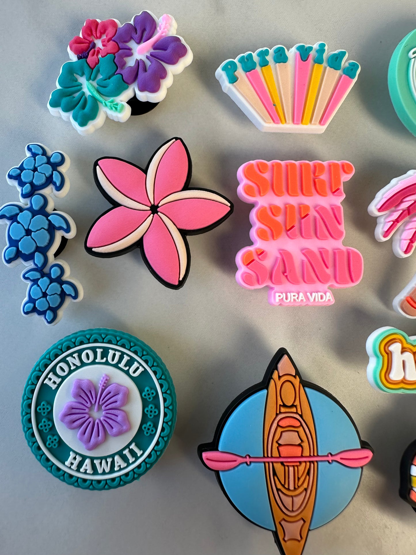 Hawaiian Croc compatible Charms - Tropical Flowers, Tiki Totems