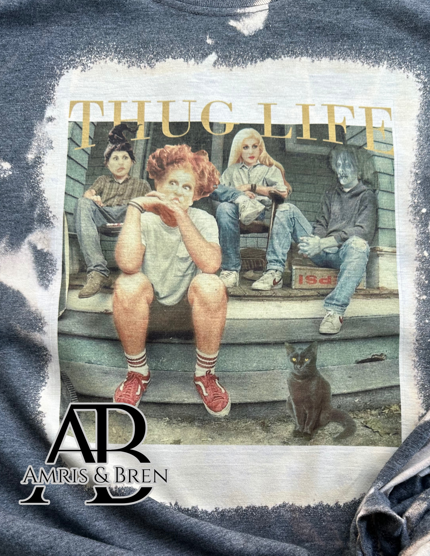 Thug Life witch sister film character soft style t-shirt, Sublimation t shirt with witch movie characters, bleached tee